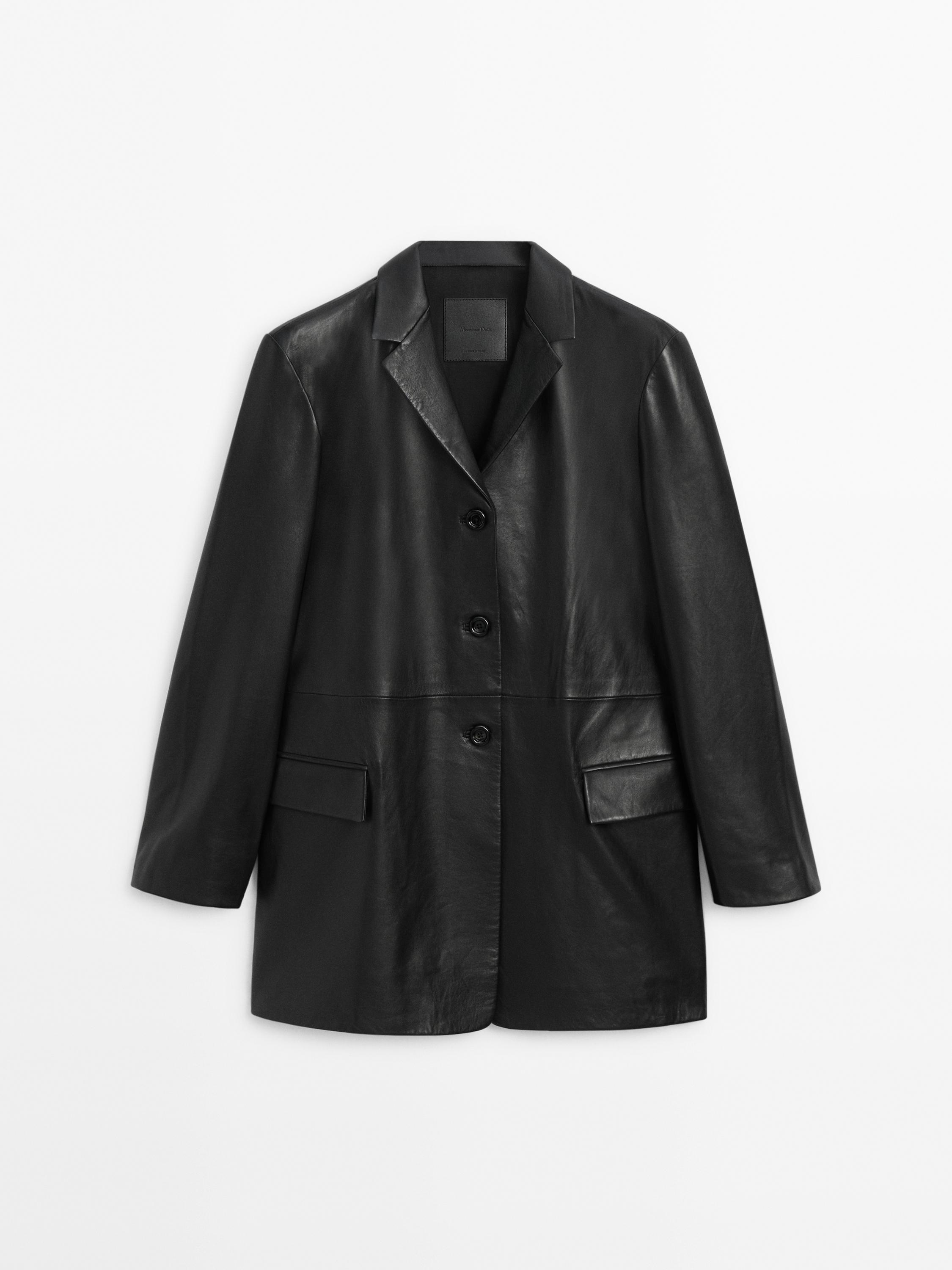 Oversize Nappa Leather Blazer · Black · Skirts Massimo Dutti 4252