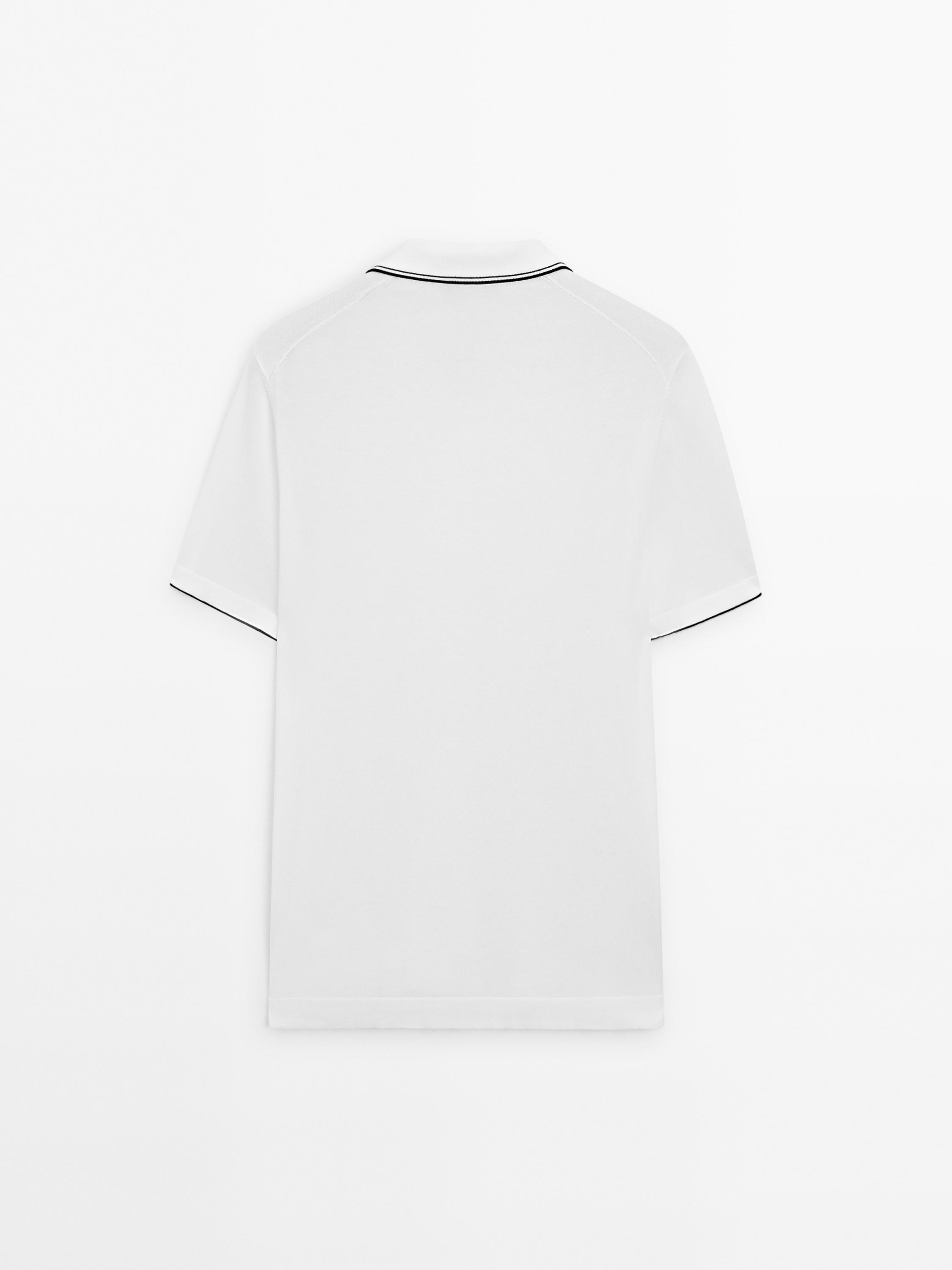 Knit V-neck polo shirt with colour detail