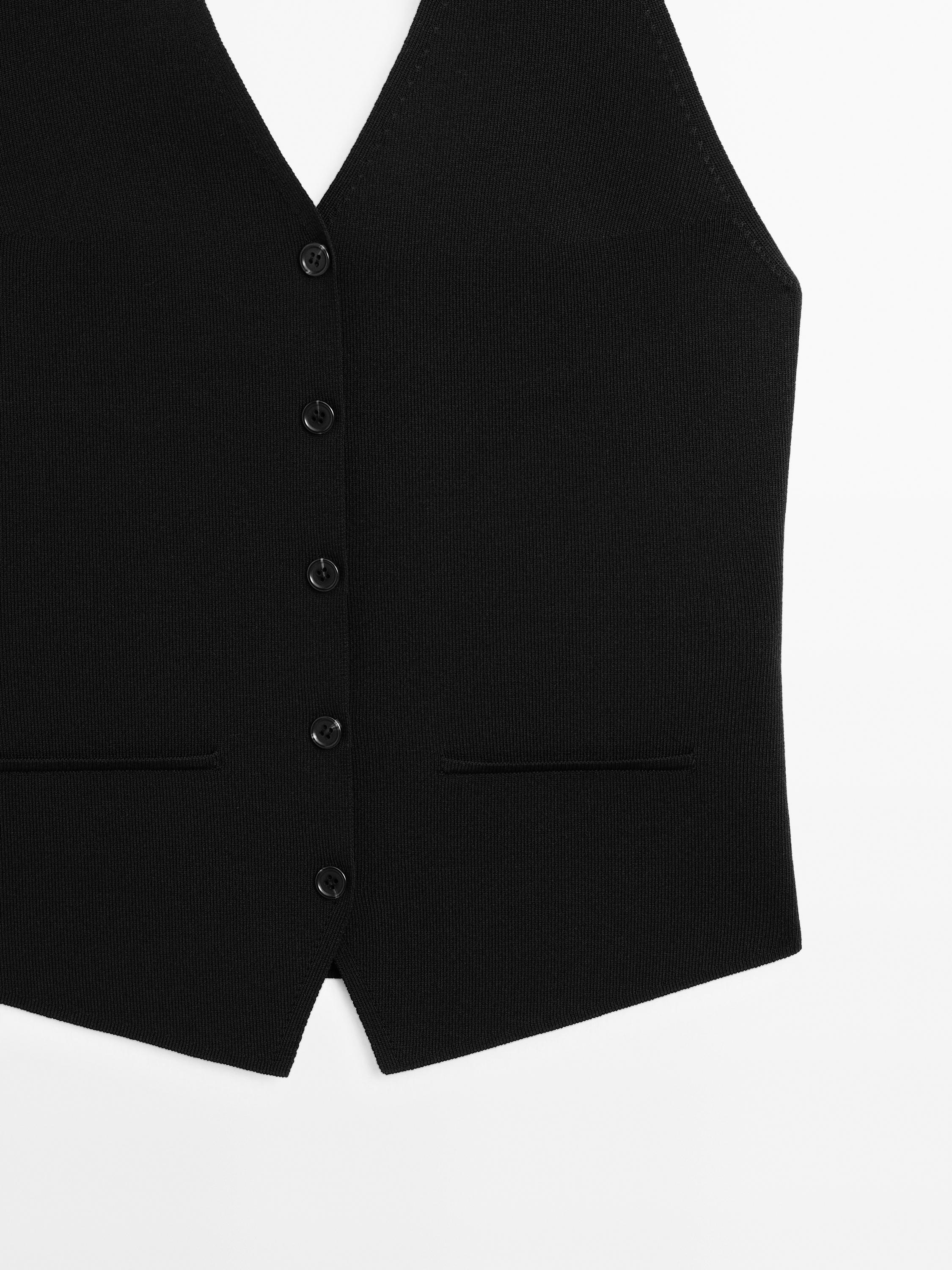 Veste sans manches en maille à encolure américaine