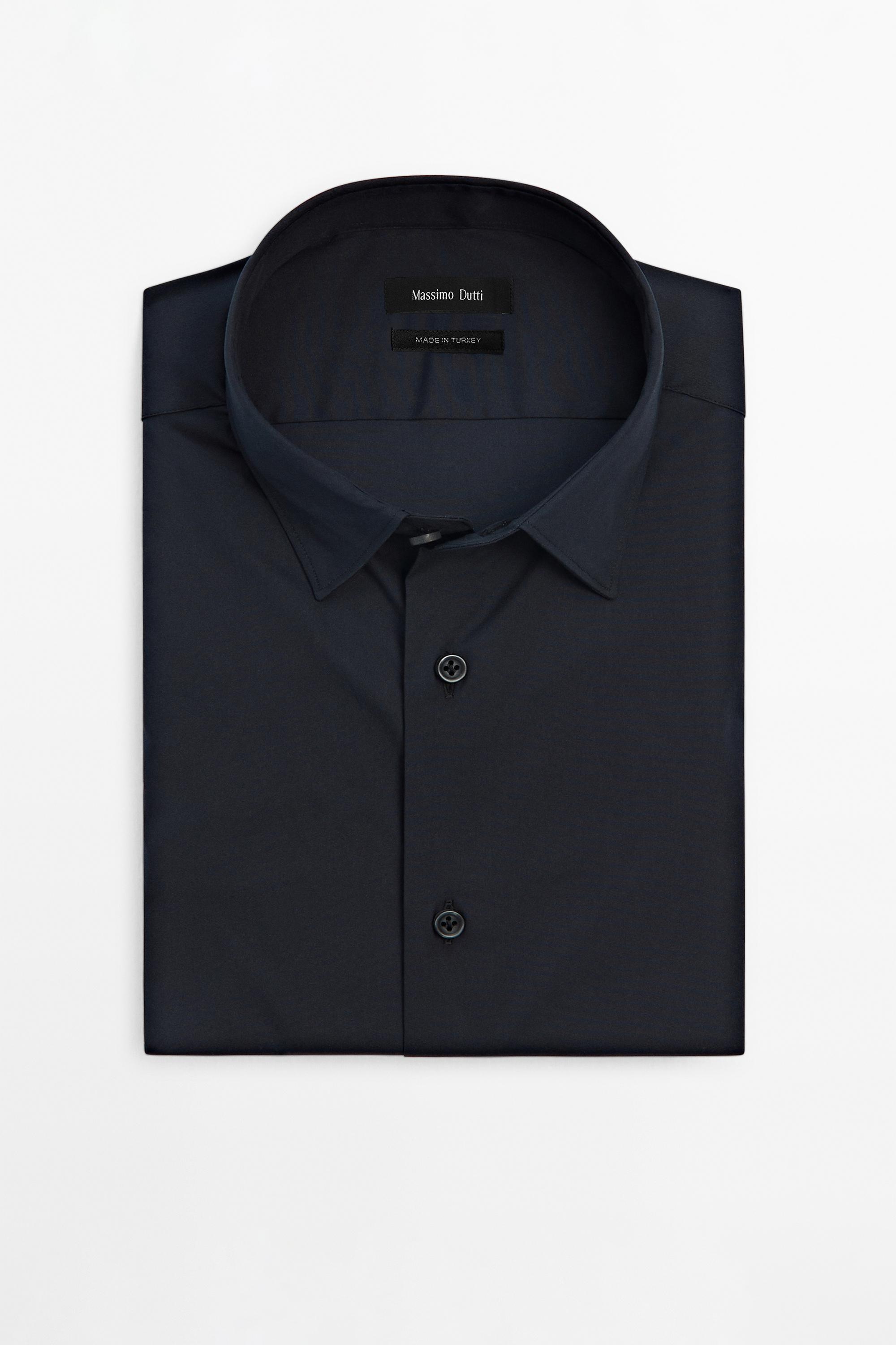 Slim fit stretch shirt — NAVY BLUE