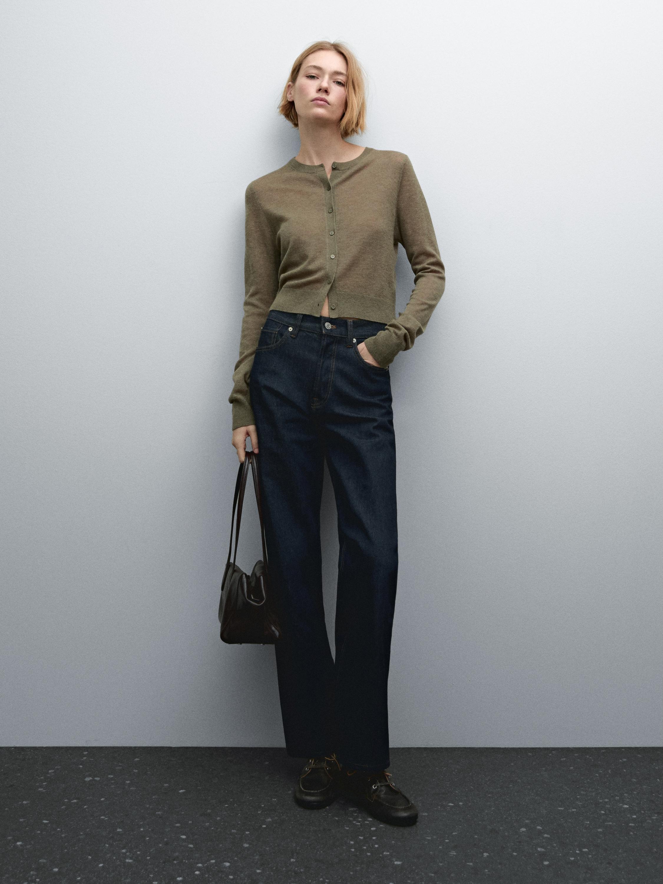 100% wool cutwork cardigan · Greenish · Tops And Other Garments