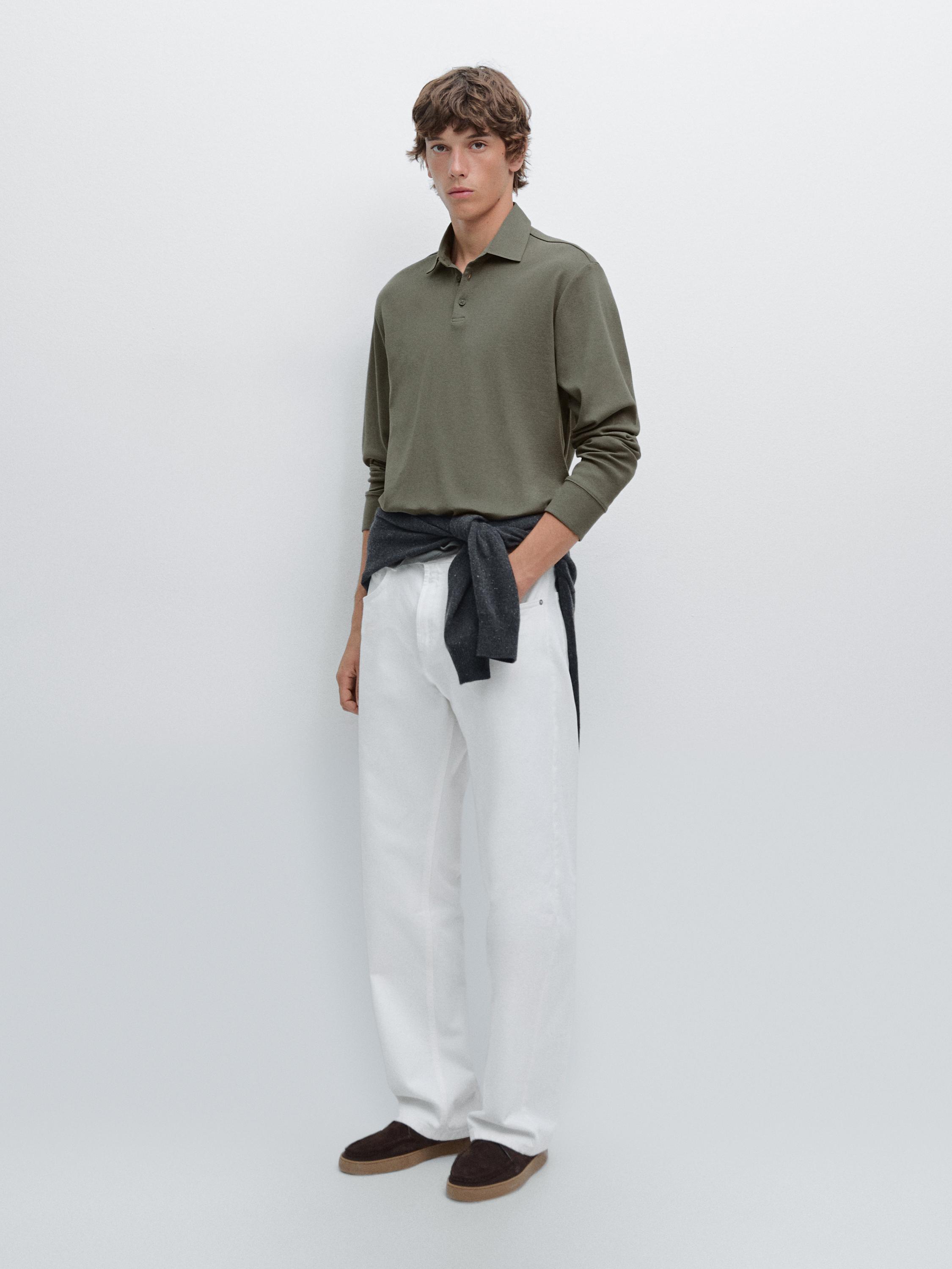 Polo manga larga cuello contraste PLOMO - Main Image