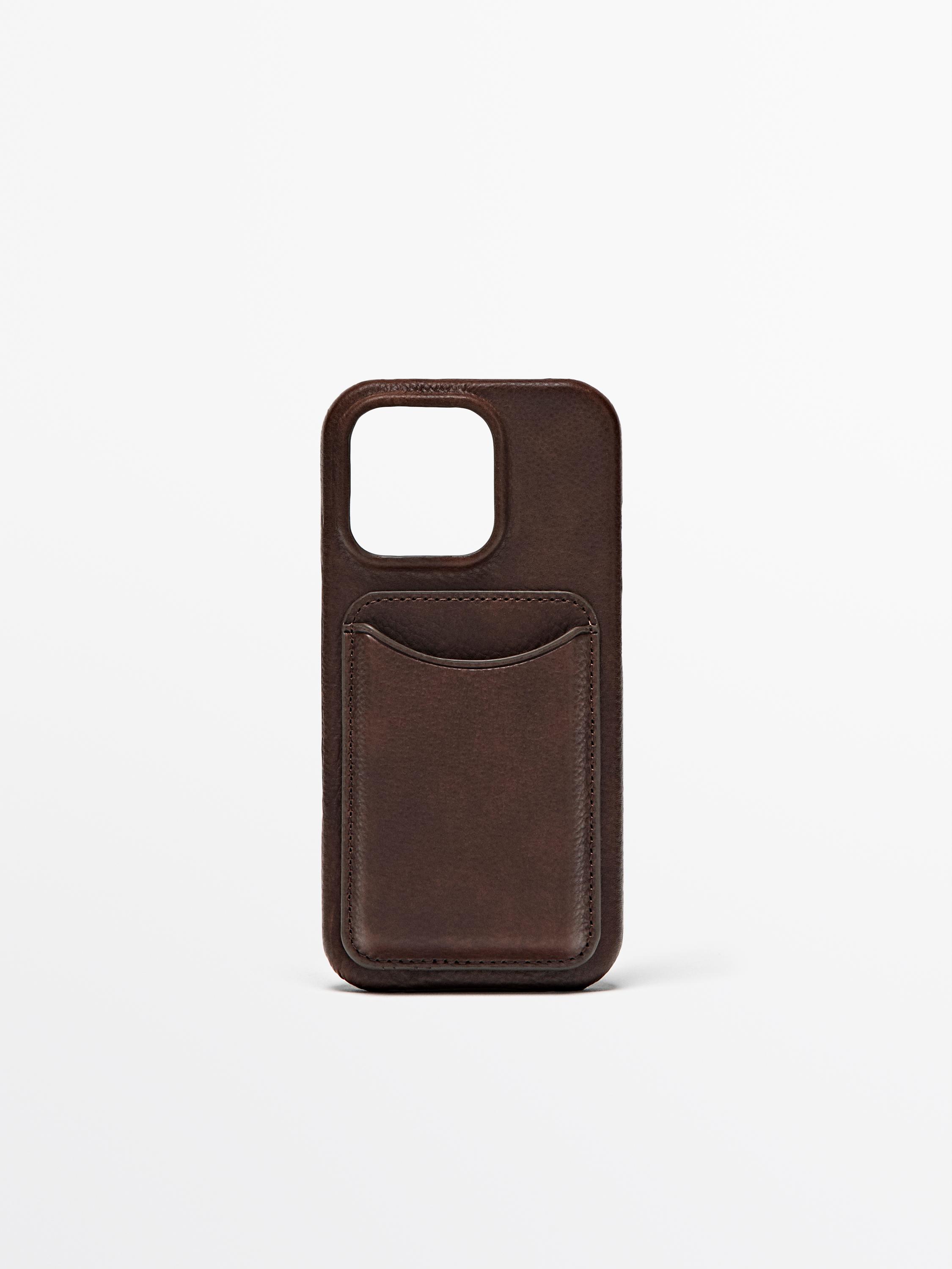 Nappa leather iPhone 16 Pro case — BROWN