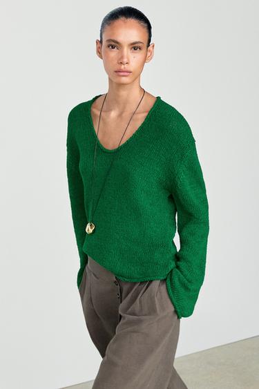 Cotton-blend knit sweater — GREEN 3