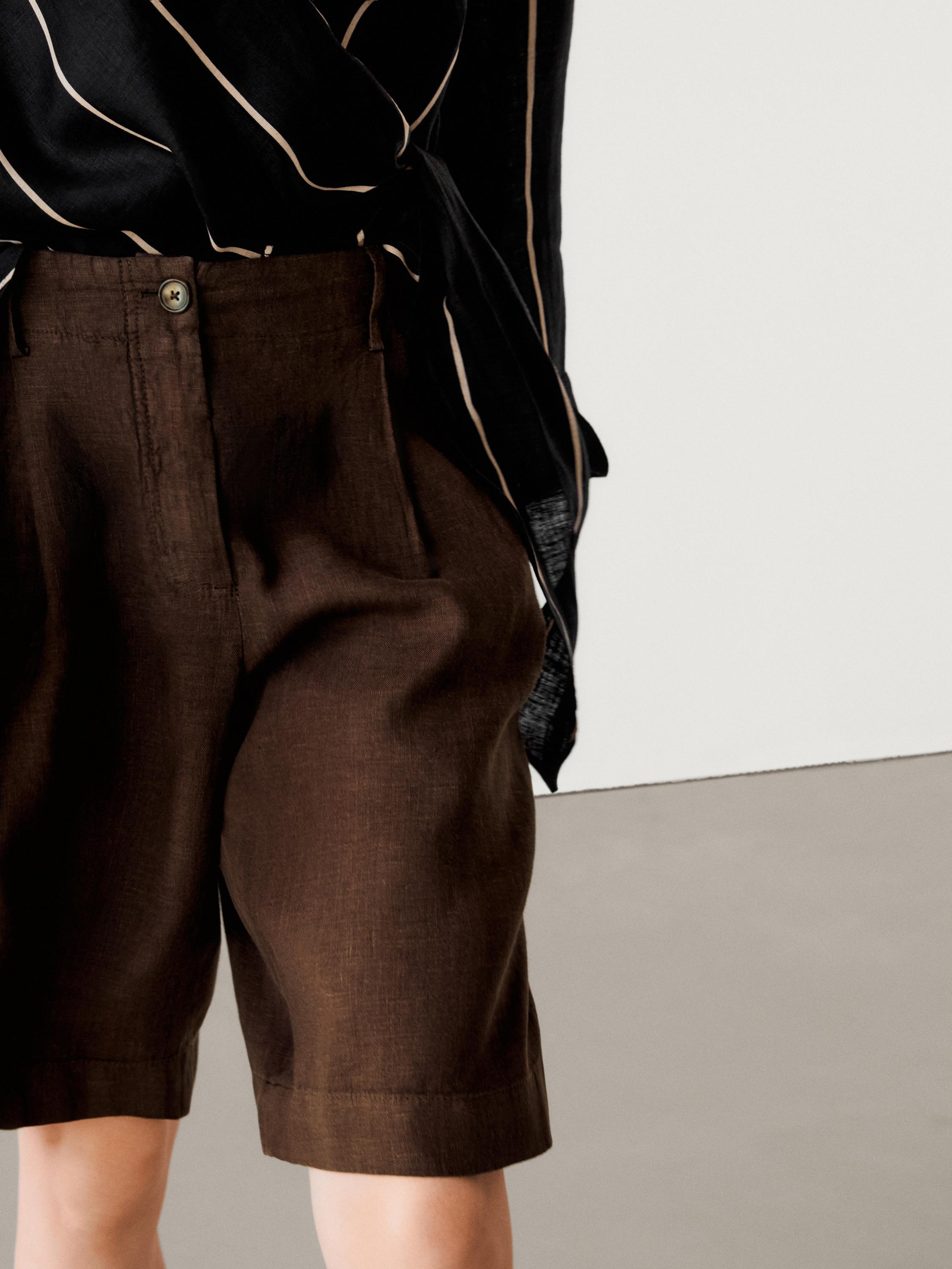 Bermuda lino doble pinza