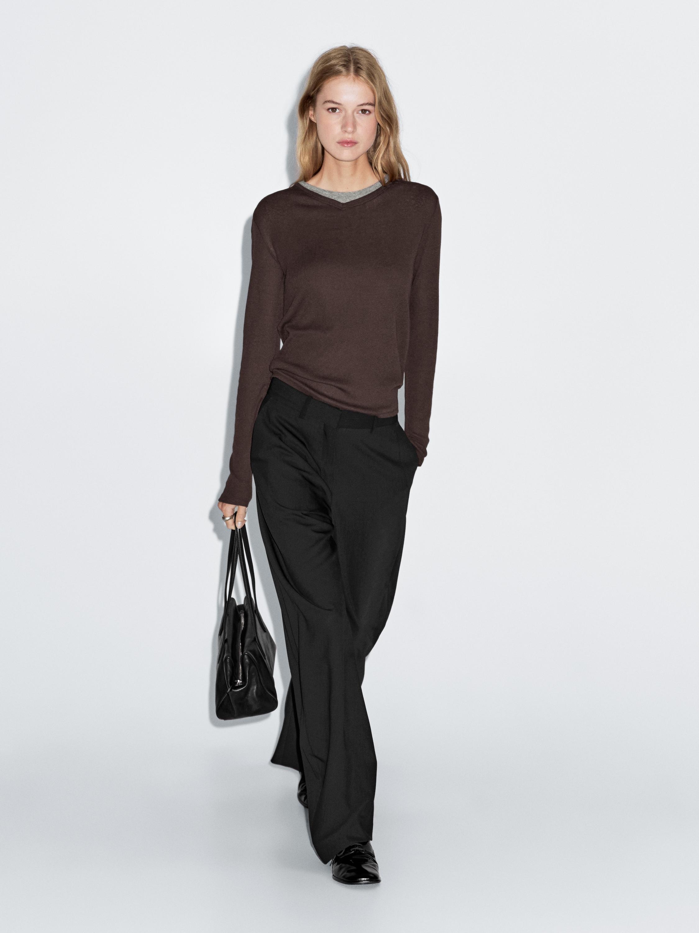 Camiseta doble cuello mezcla algodón