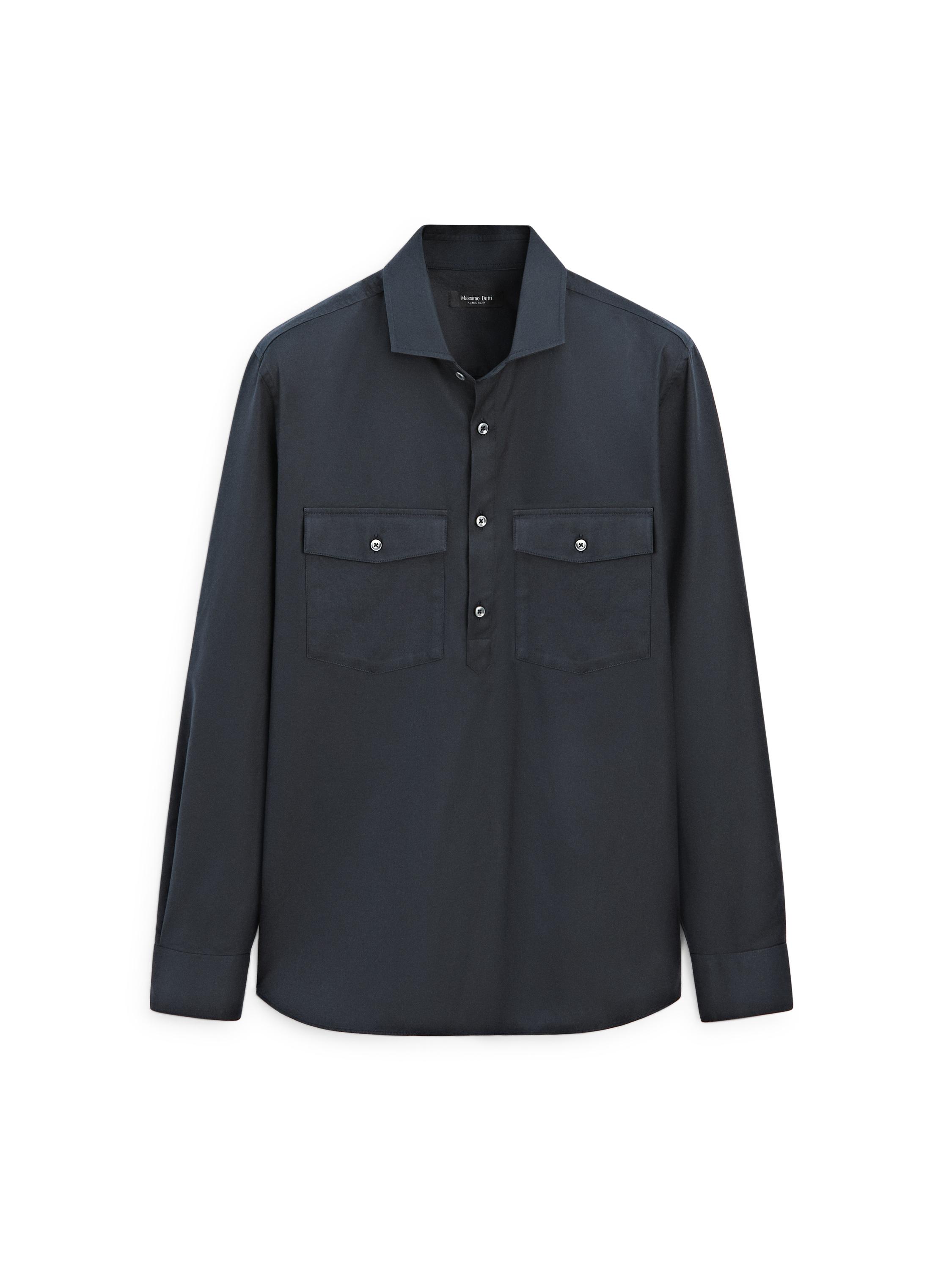Cotton shirt with pockets — NAVY BLUE