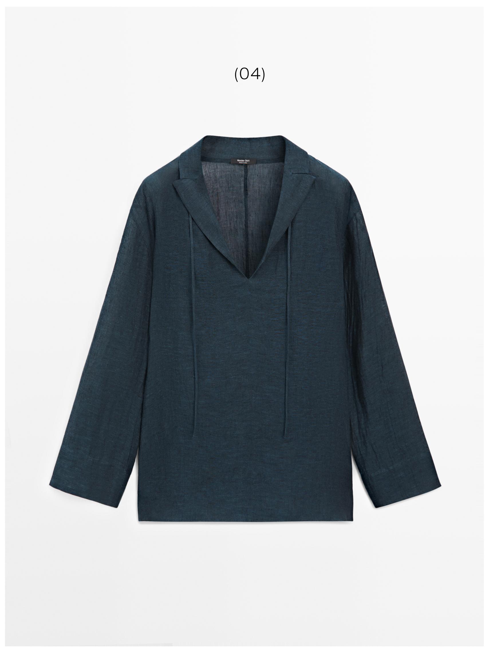 100% linen flowing collared blouse — LEAD