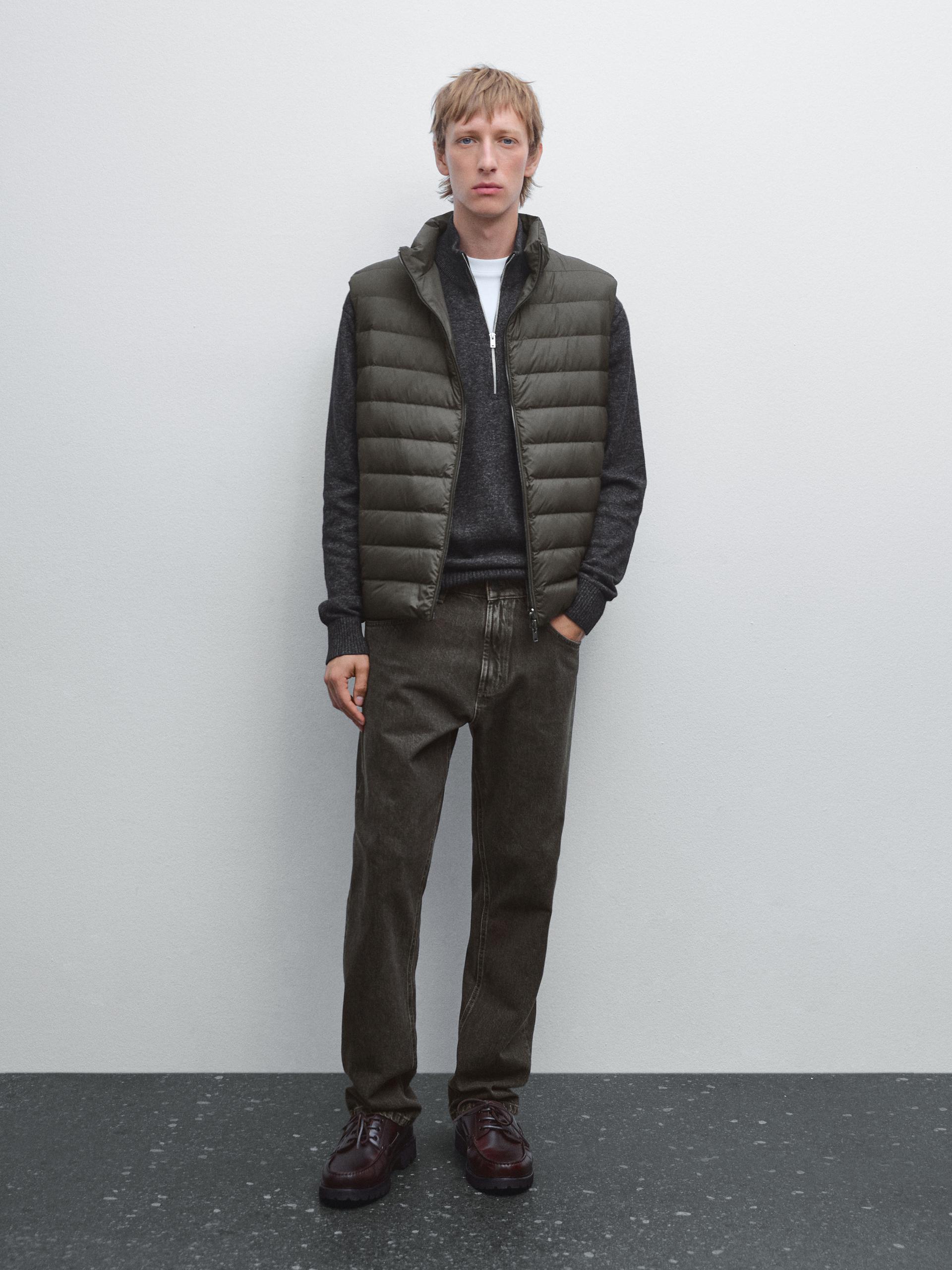Chaleco Reversible Mezcla Plumón Water Repellent - Plomo - S - Massimo Dutti - Hombre