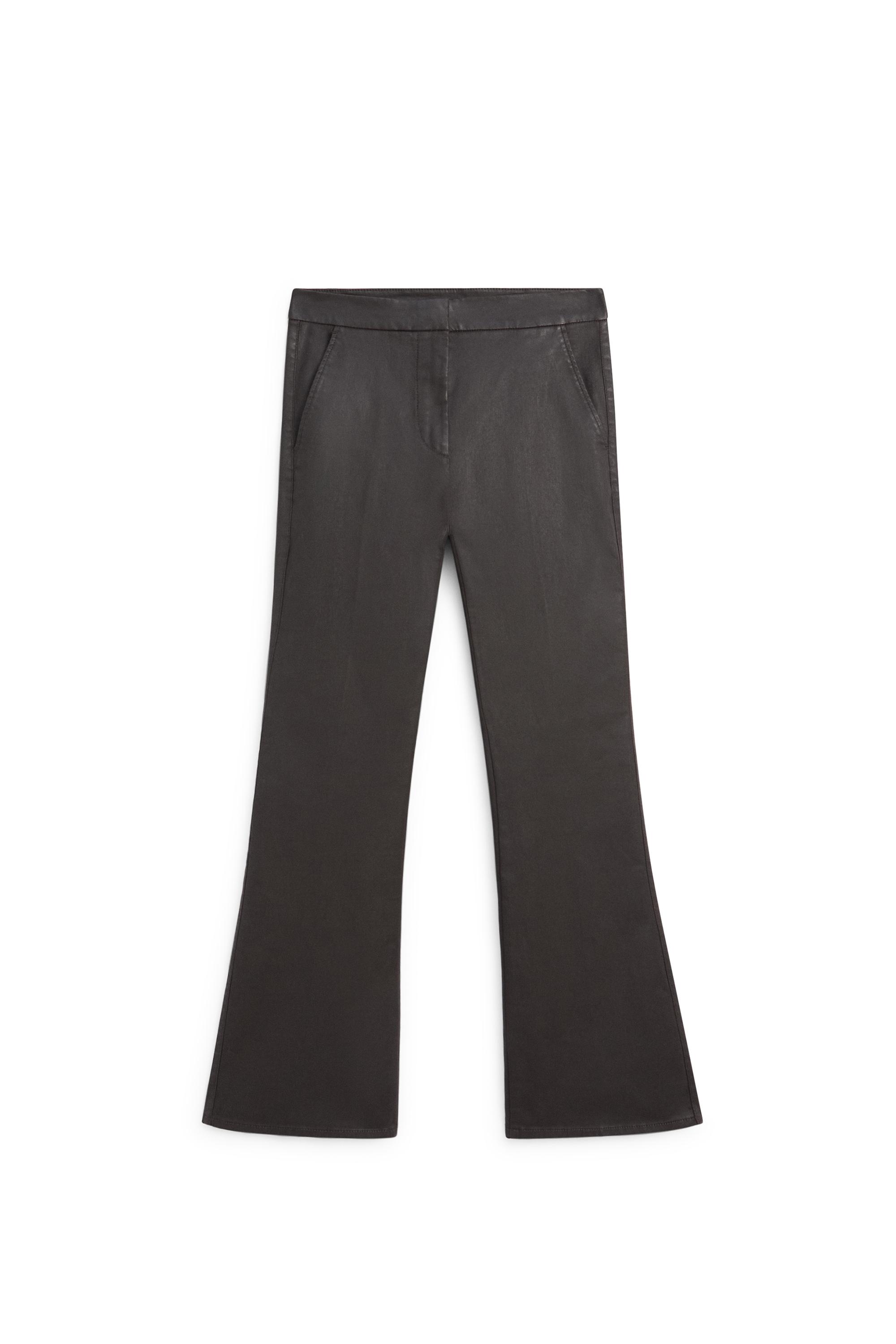 Waxed flare fit trousers — BROWN