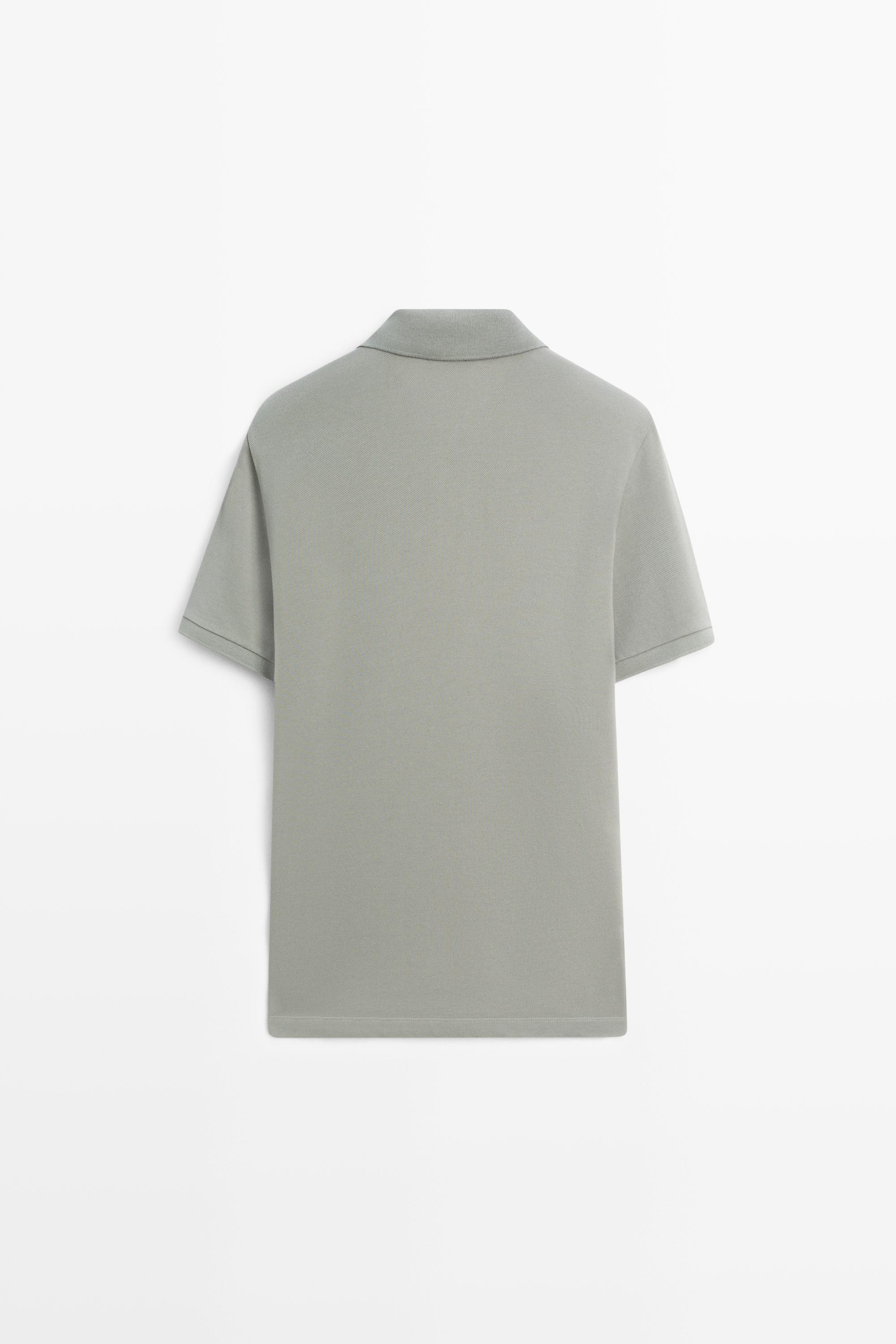 Micro-textured cotton piqué polo shirt — Sea green