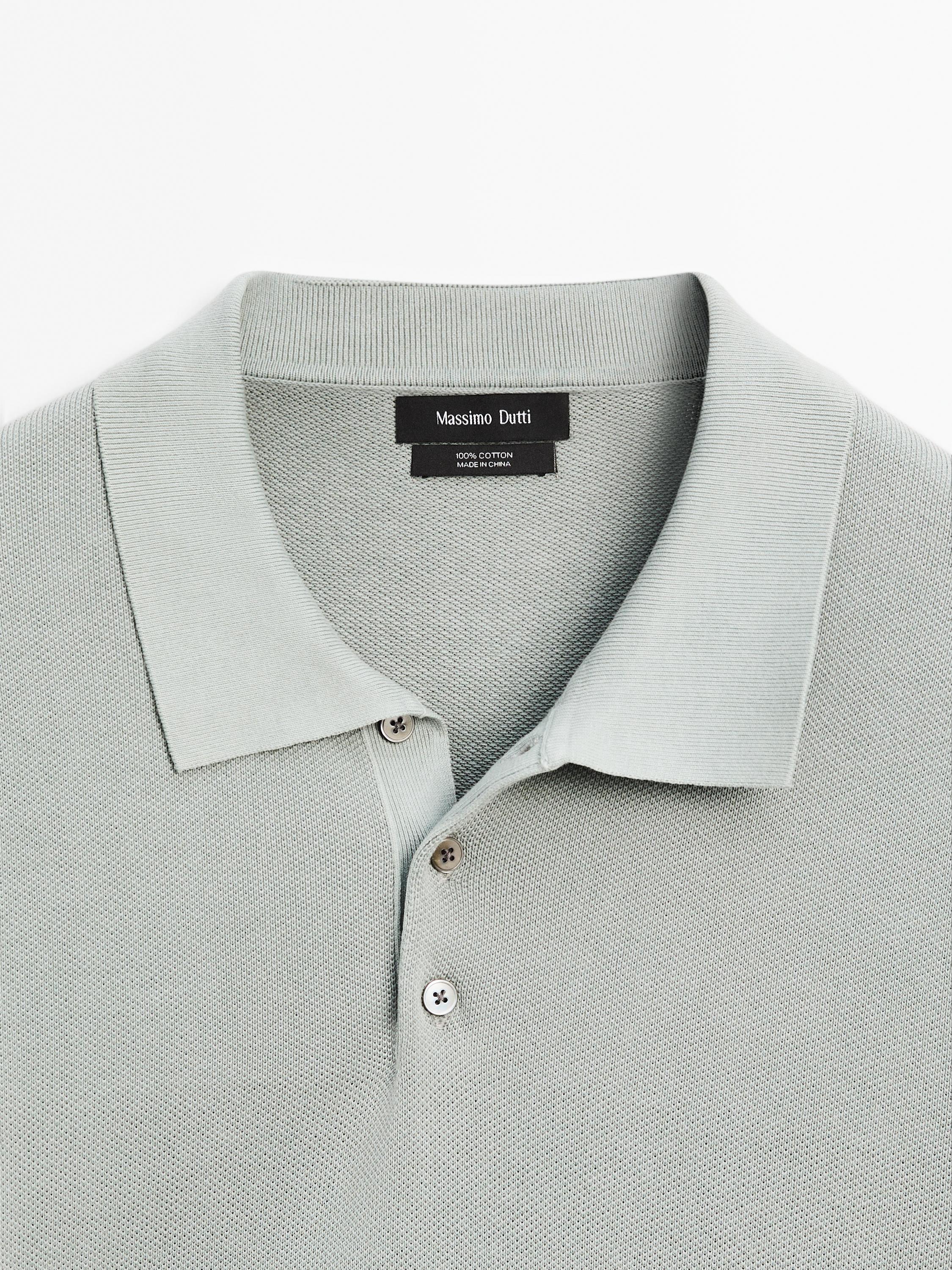 100% cotton textured knit polo shirt