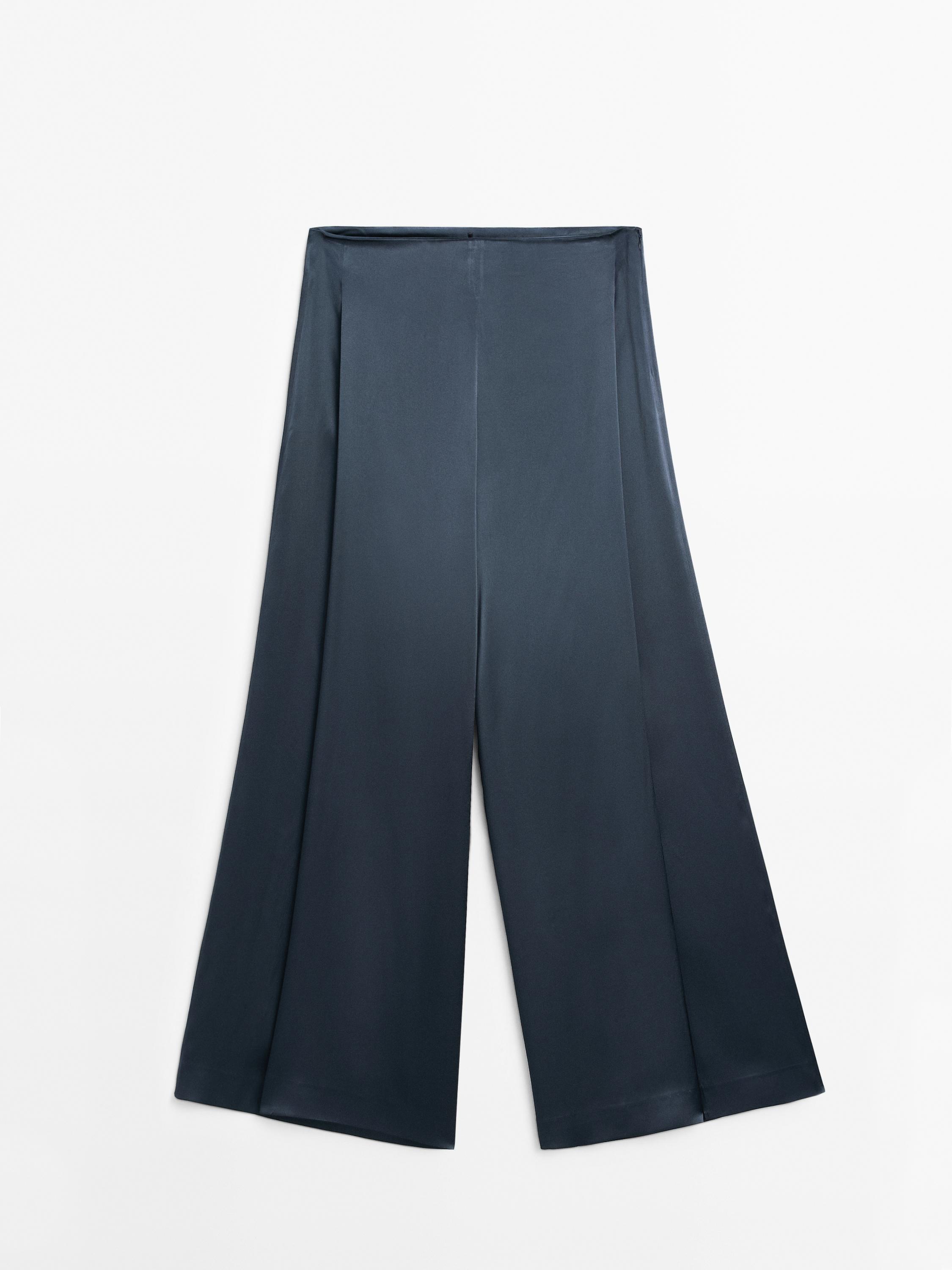 Pantalón ancho aberturas satinado
