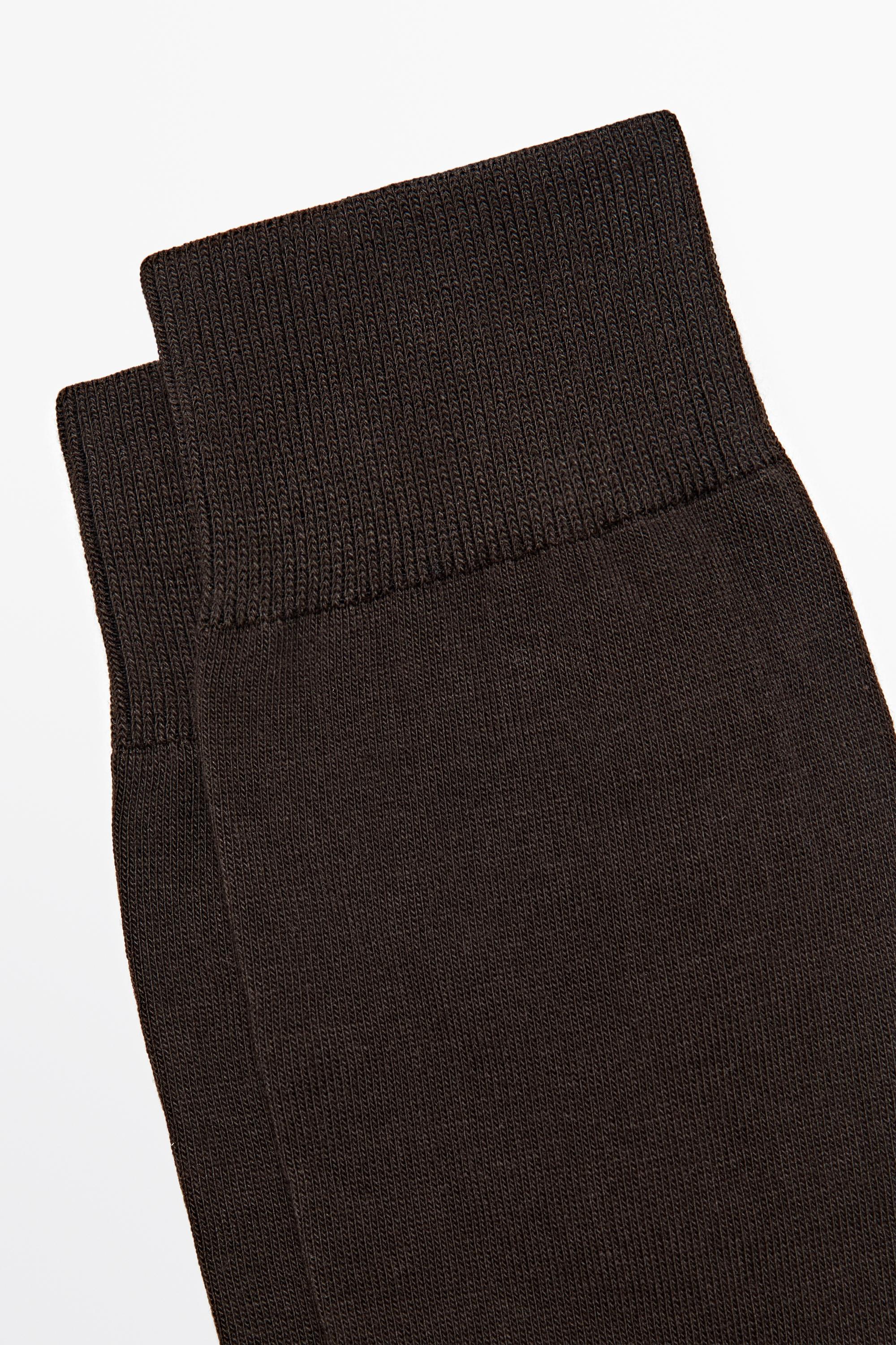 Plain cotton blend knit socks — BROWN