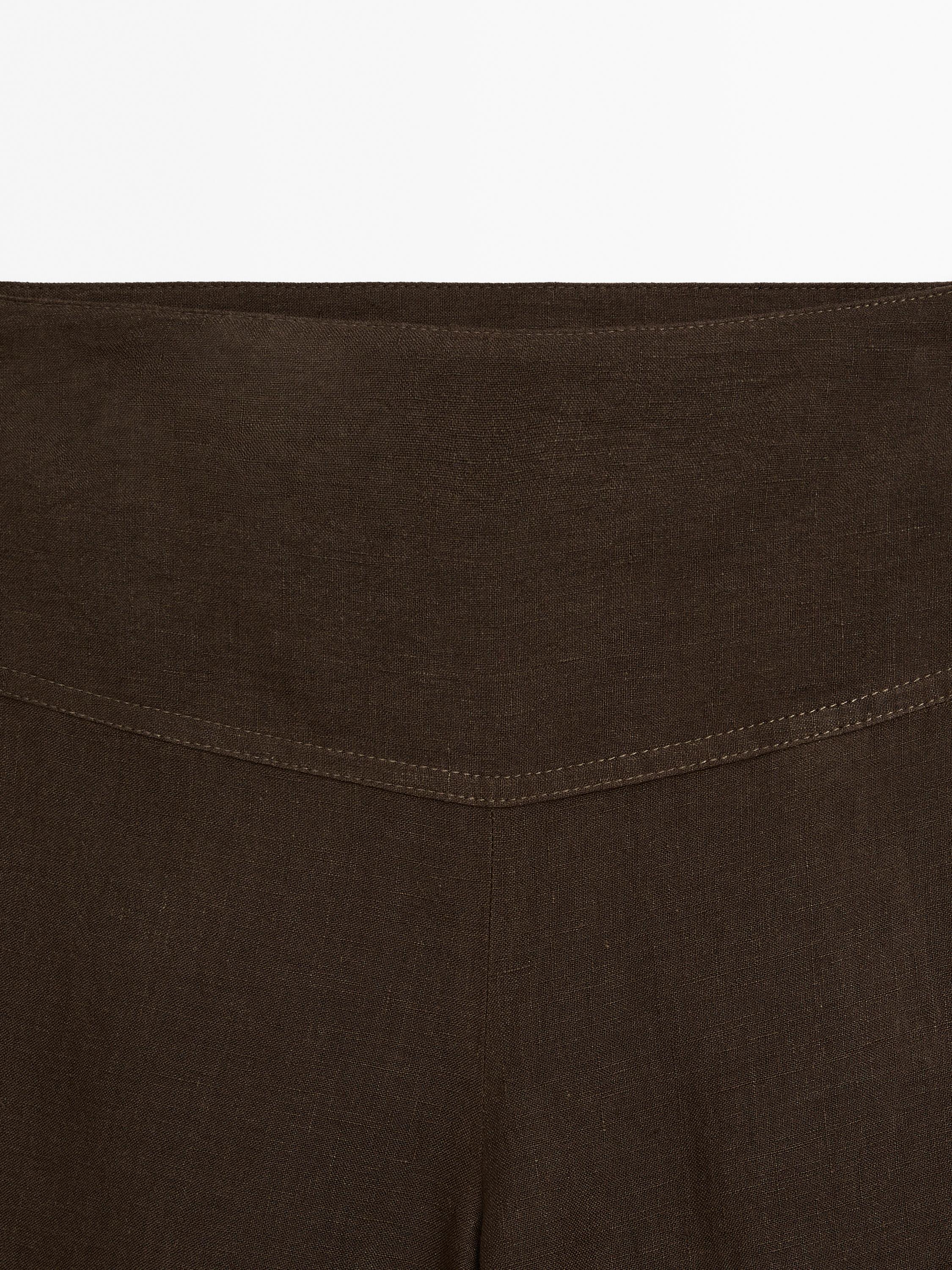 Wide-Leg-Hose aus Leinen mit hohem Bund