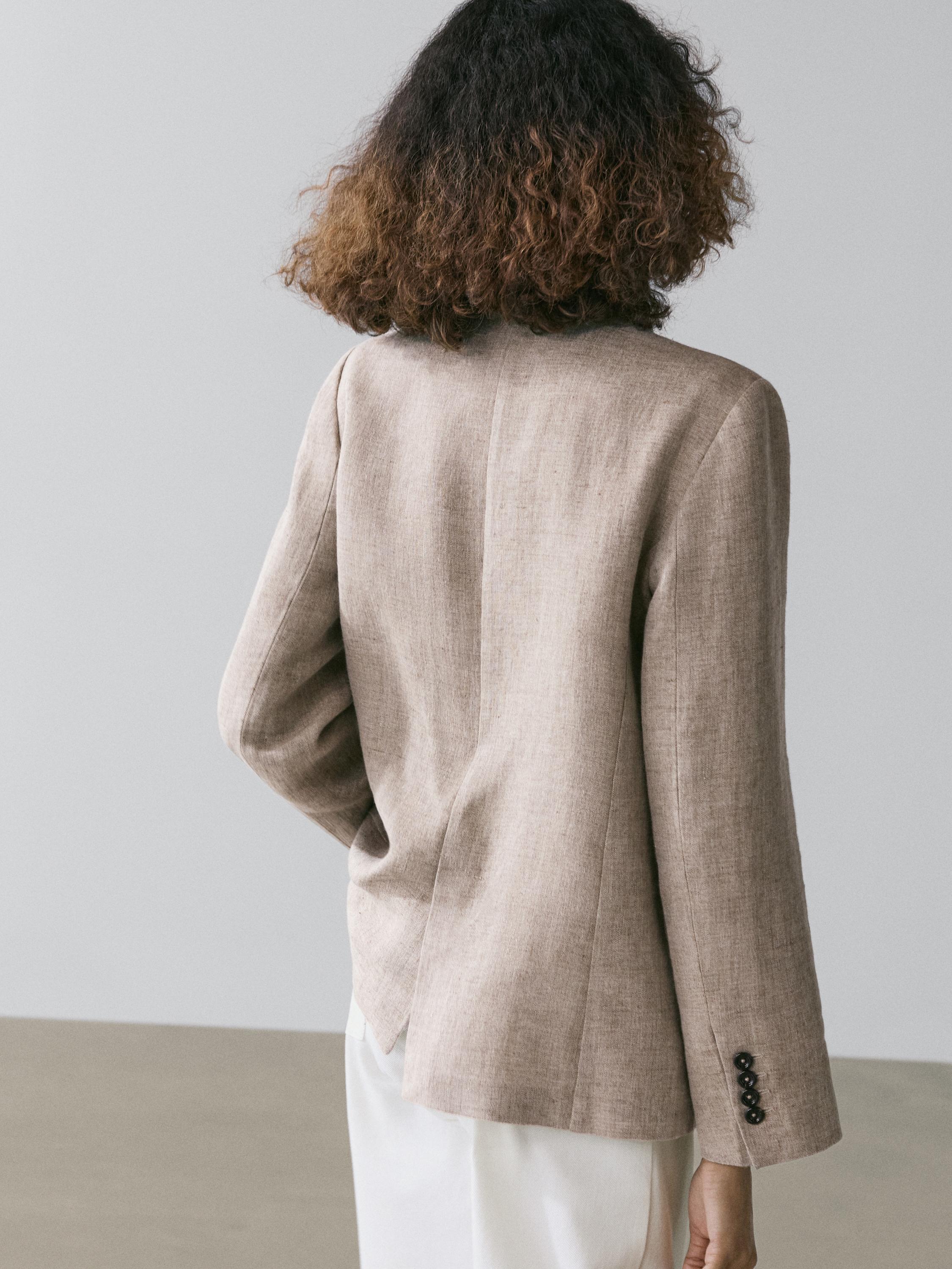 100% linen melange blazer — BEIGE