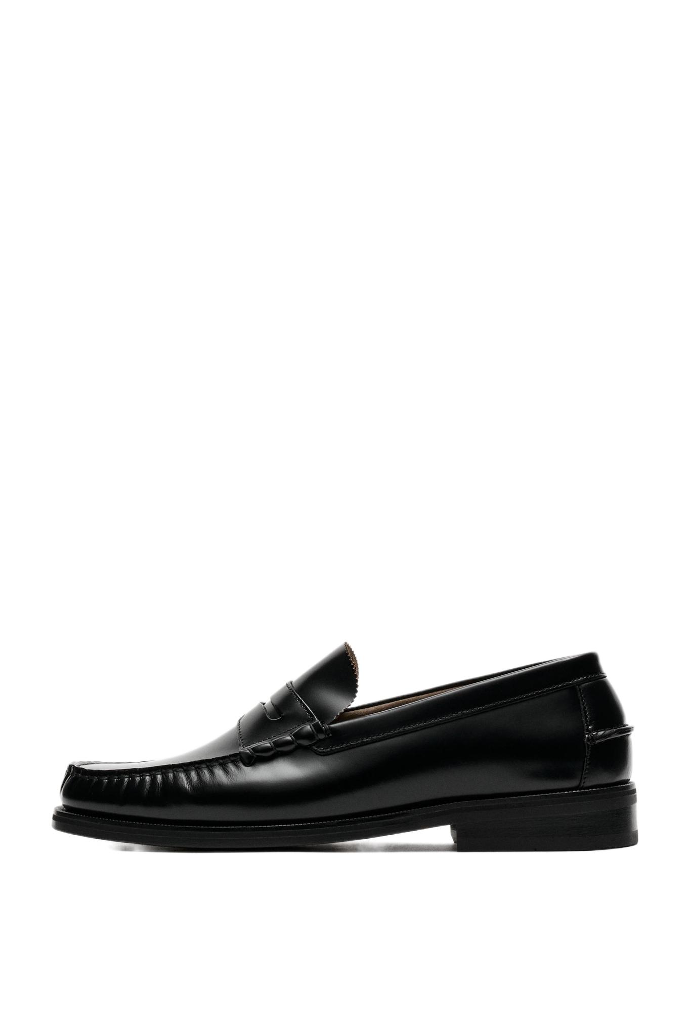Leather penny loafer — BLACK