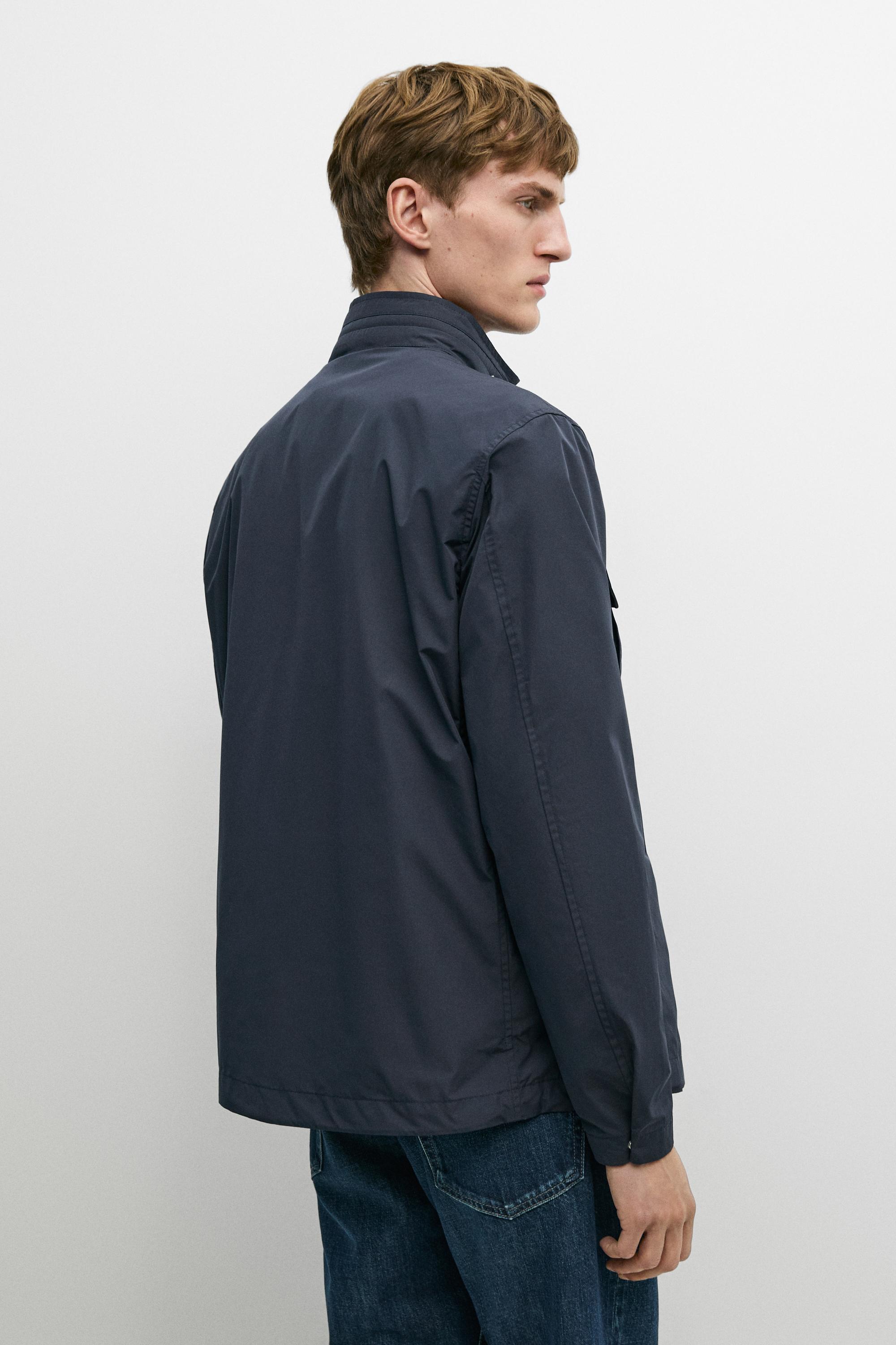 Technical fabric jacket with pocket details — BLUE