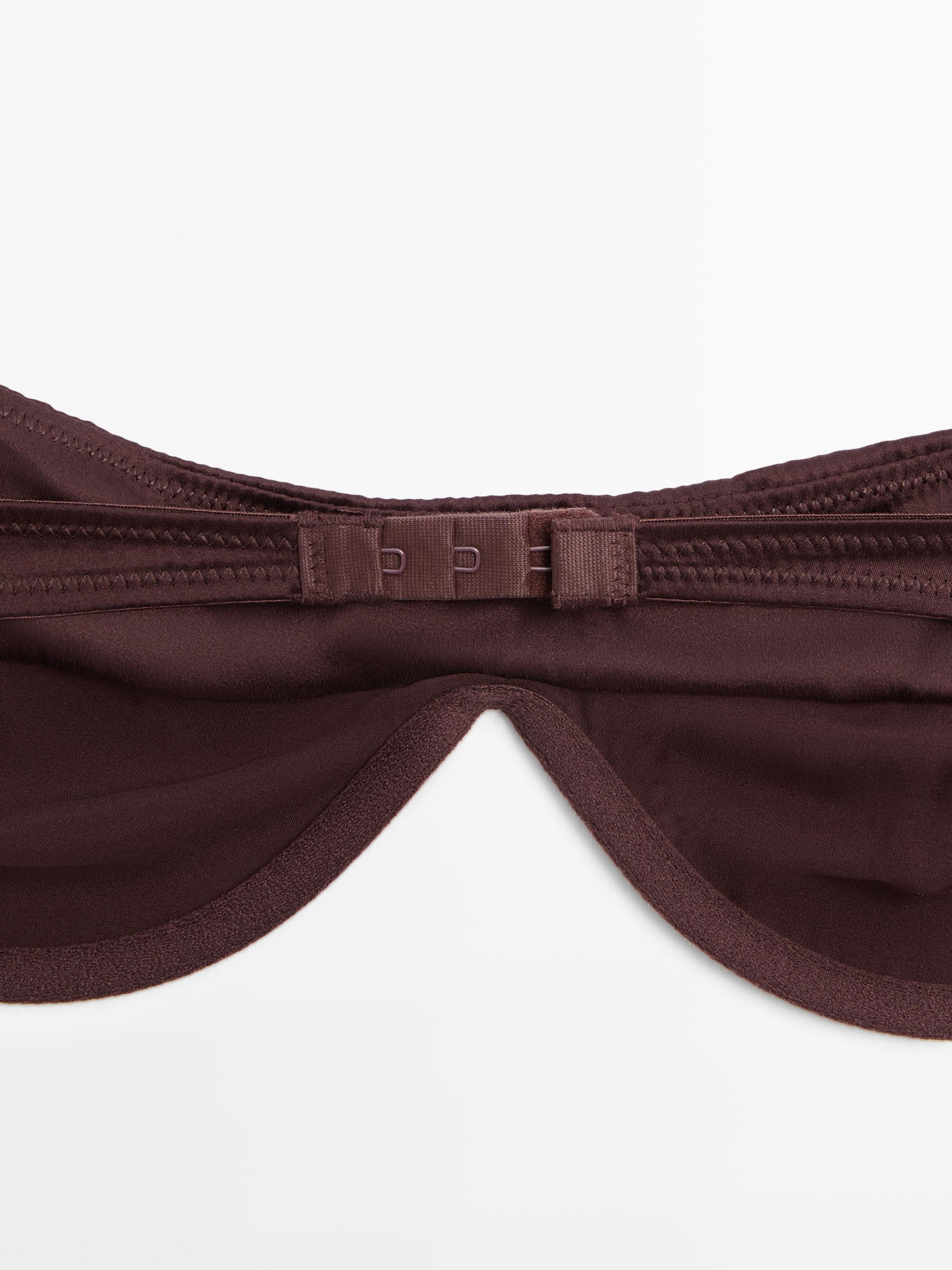 Bandeau top with underwire and seam detail — BROWN
