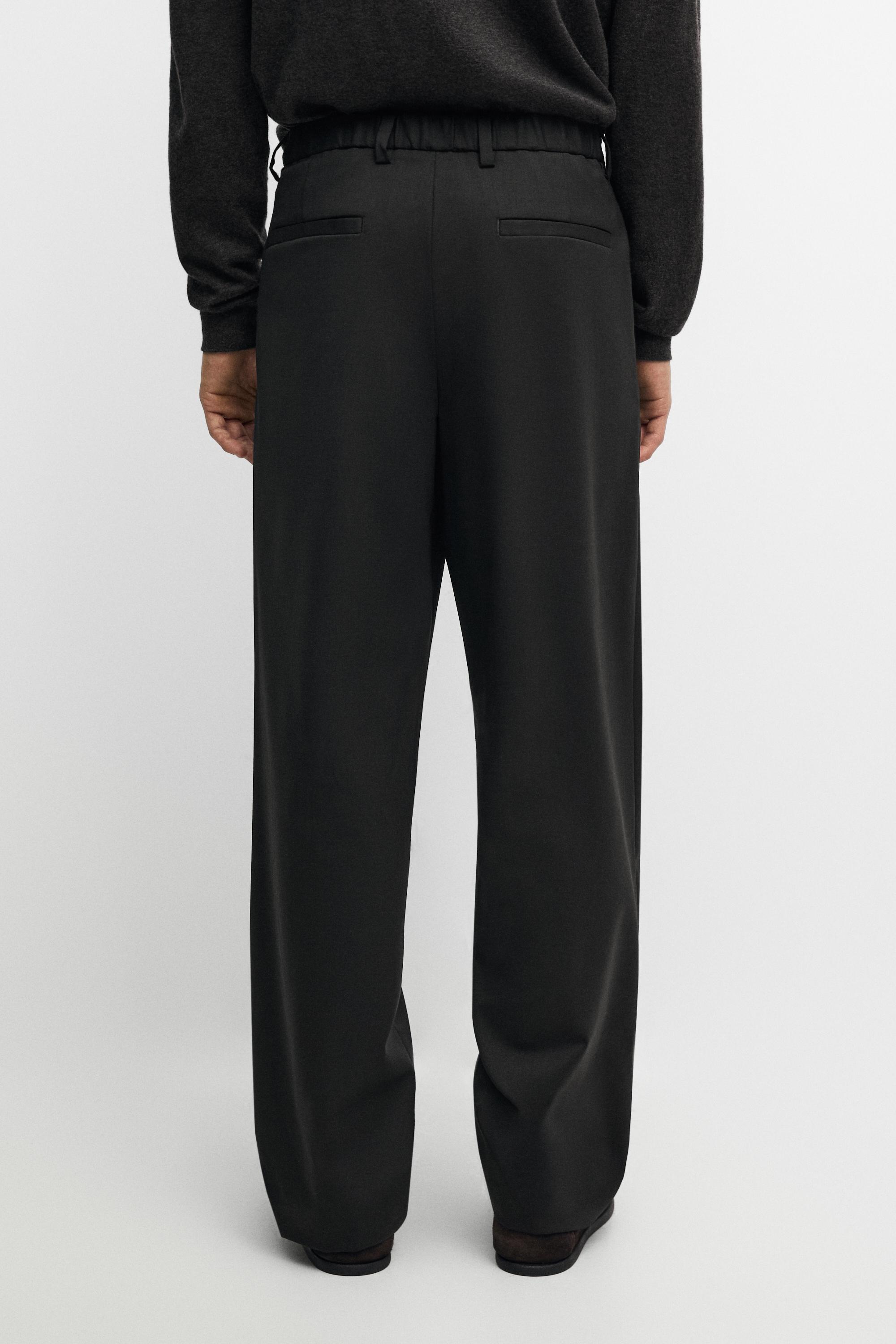 Wool blend cool wool darted pants — BLACK