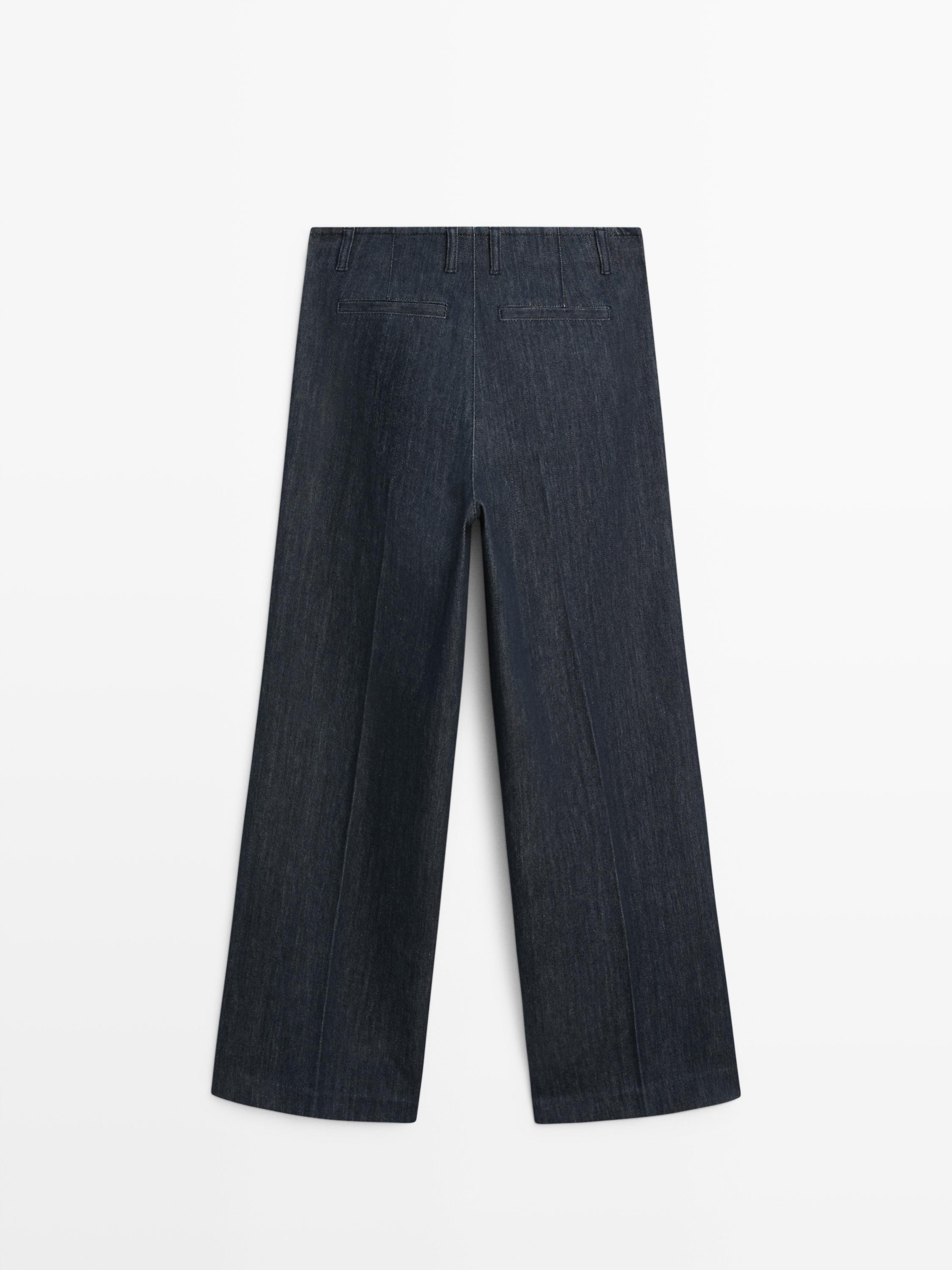 Orta bel geniş paça jean