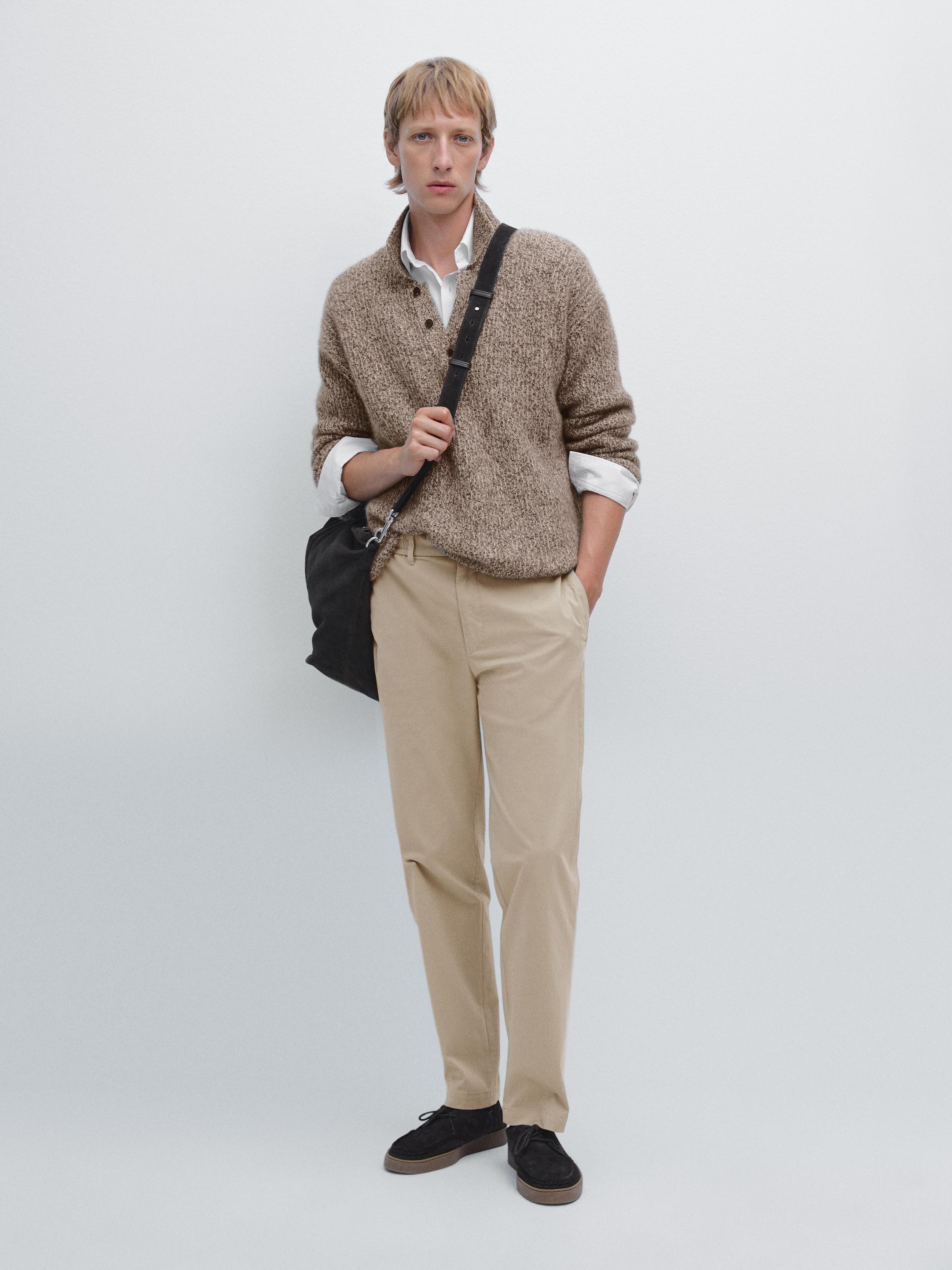 Cotton blend jogger fit trousers