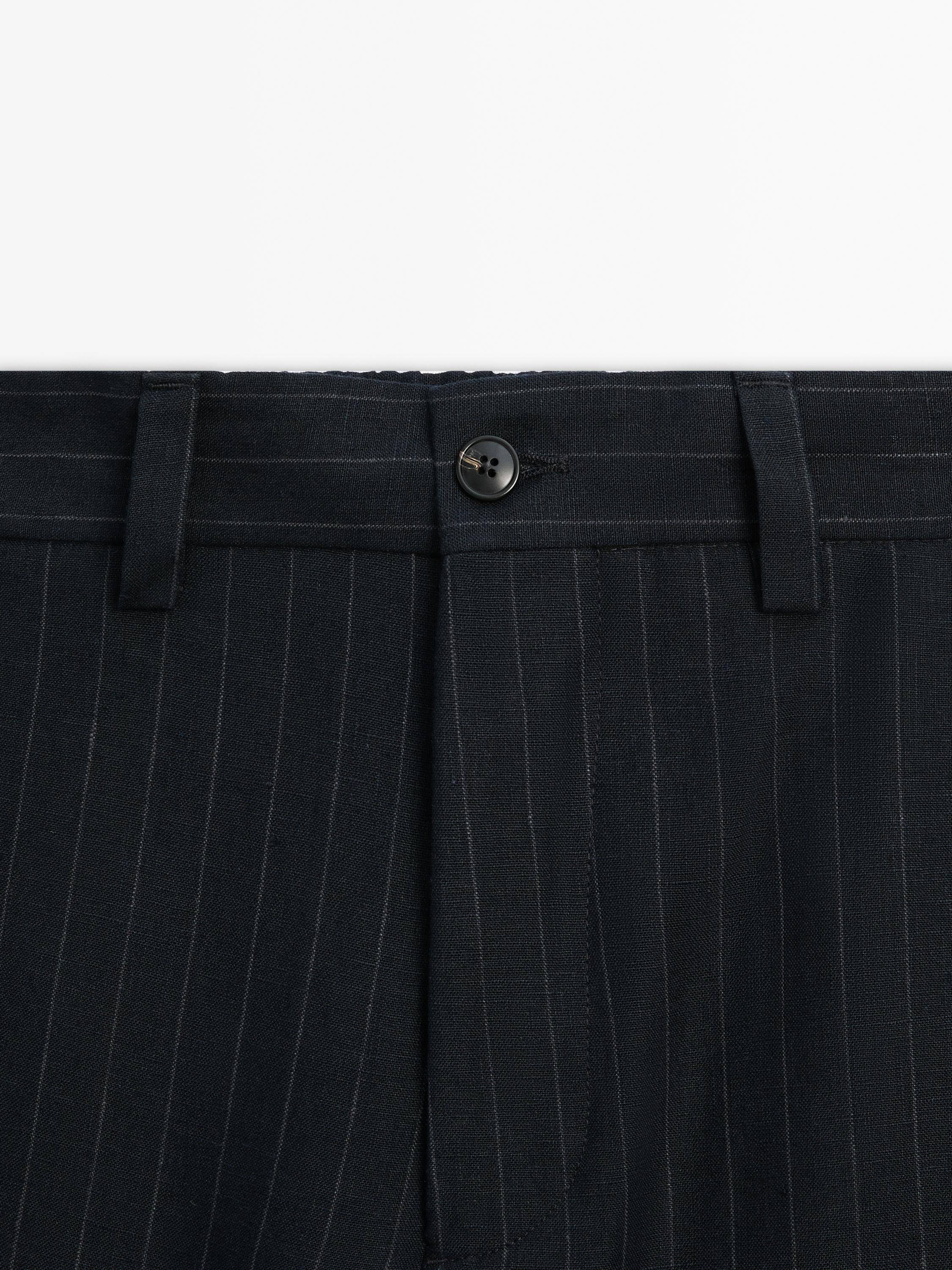 100% linen striped trousers