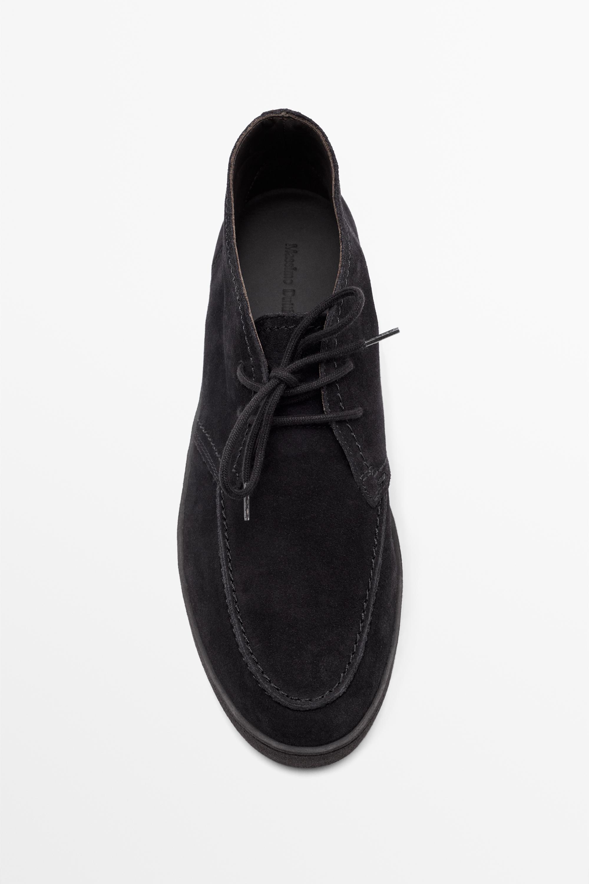 Split suede moc toe ankle-boot shoe