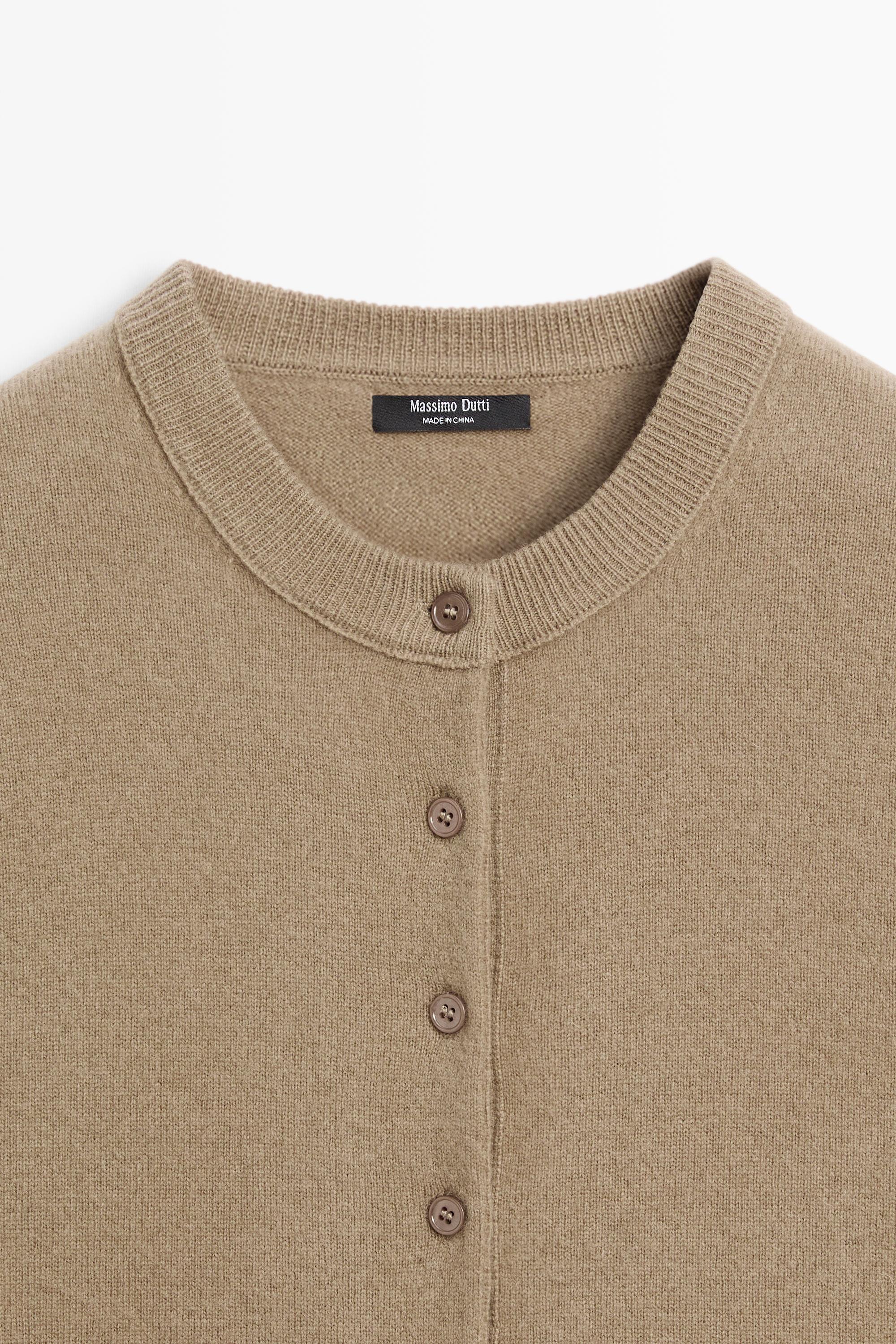 Button-detail knit cardigan — GREENISH