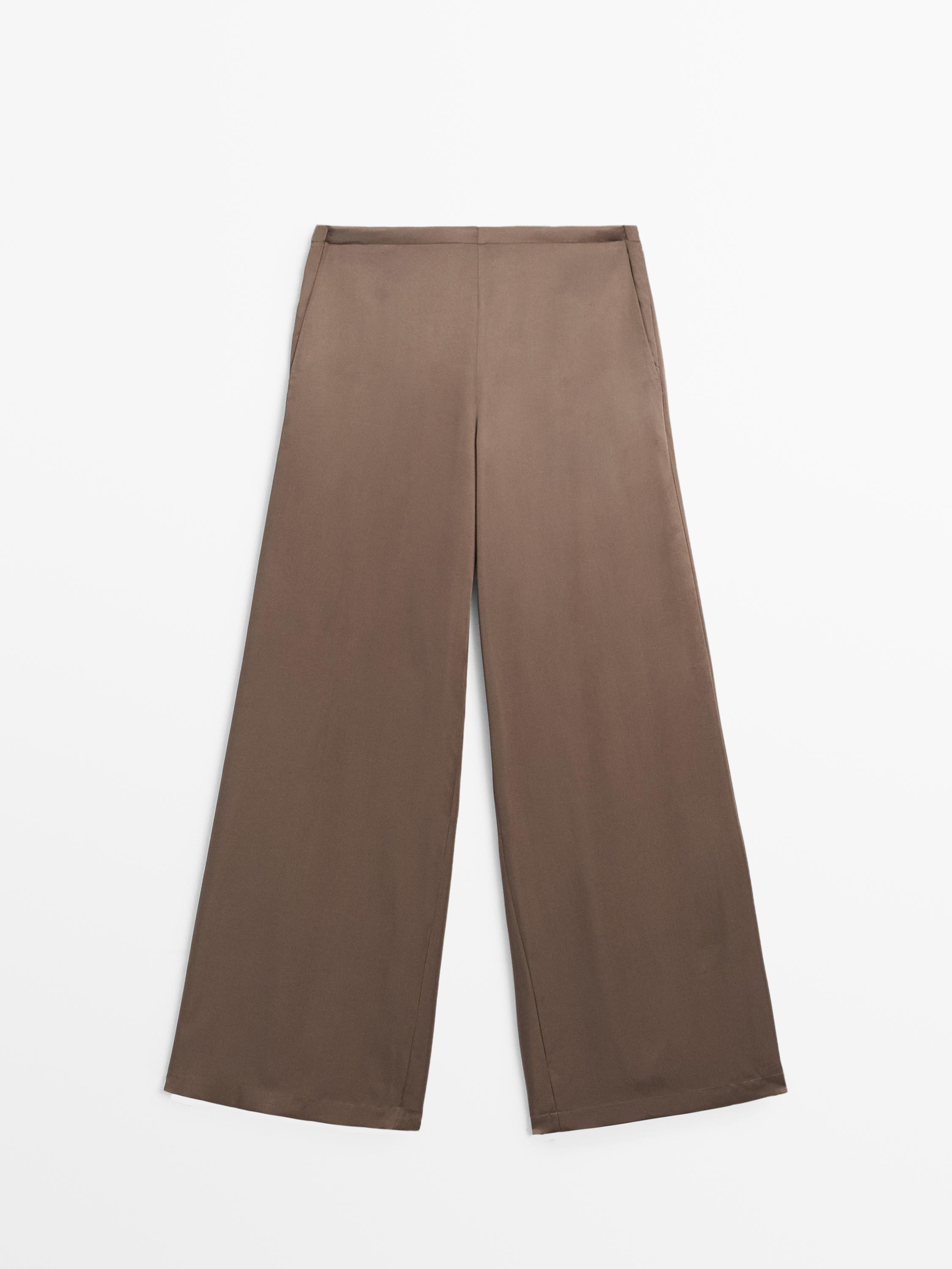 Wide-leg satin trousers
