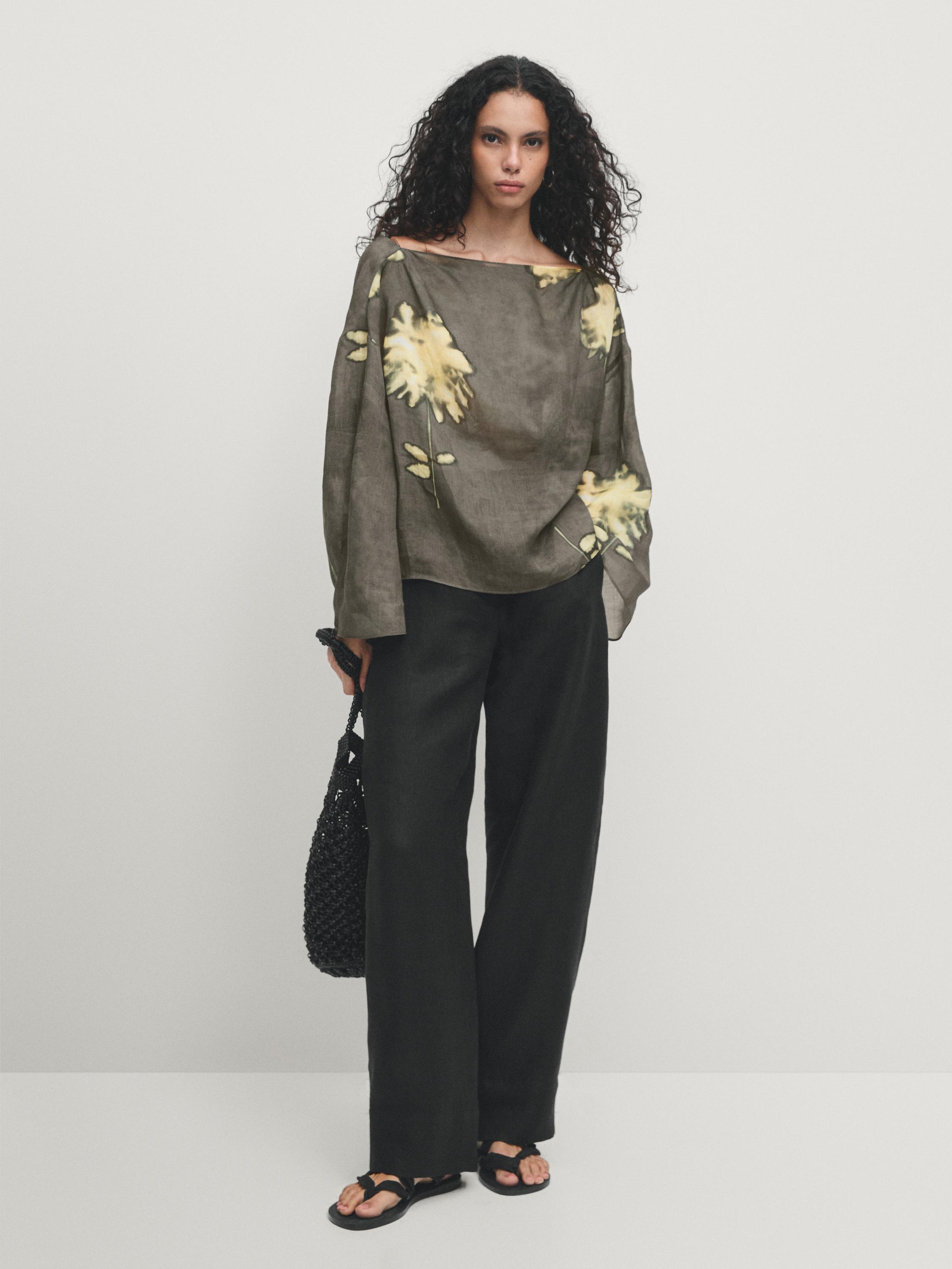 Long sleeve top with drawstring detail