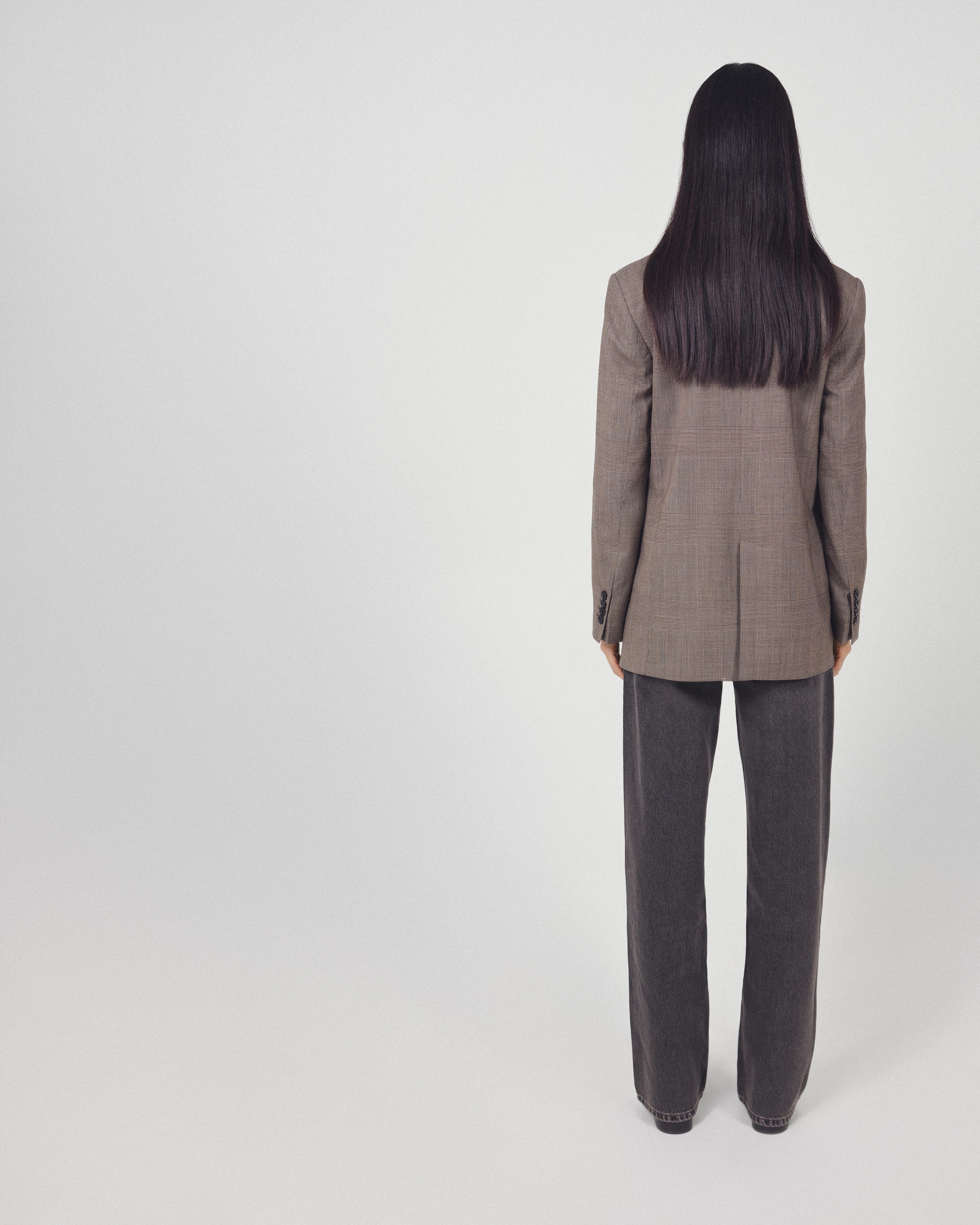 100% wool check suit blazer — BEIGE