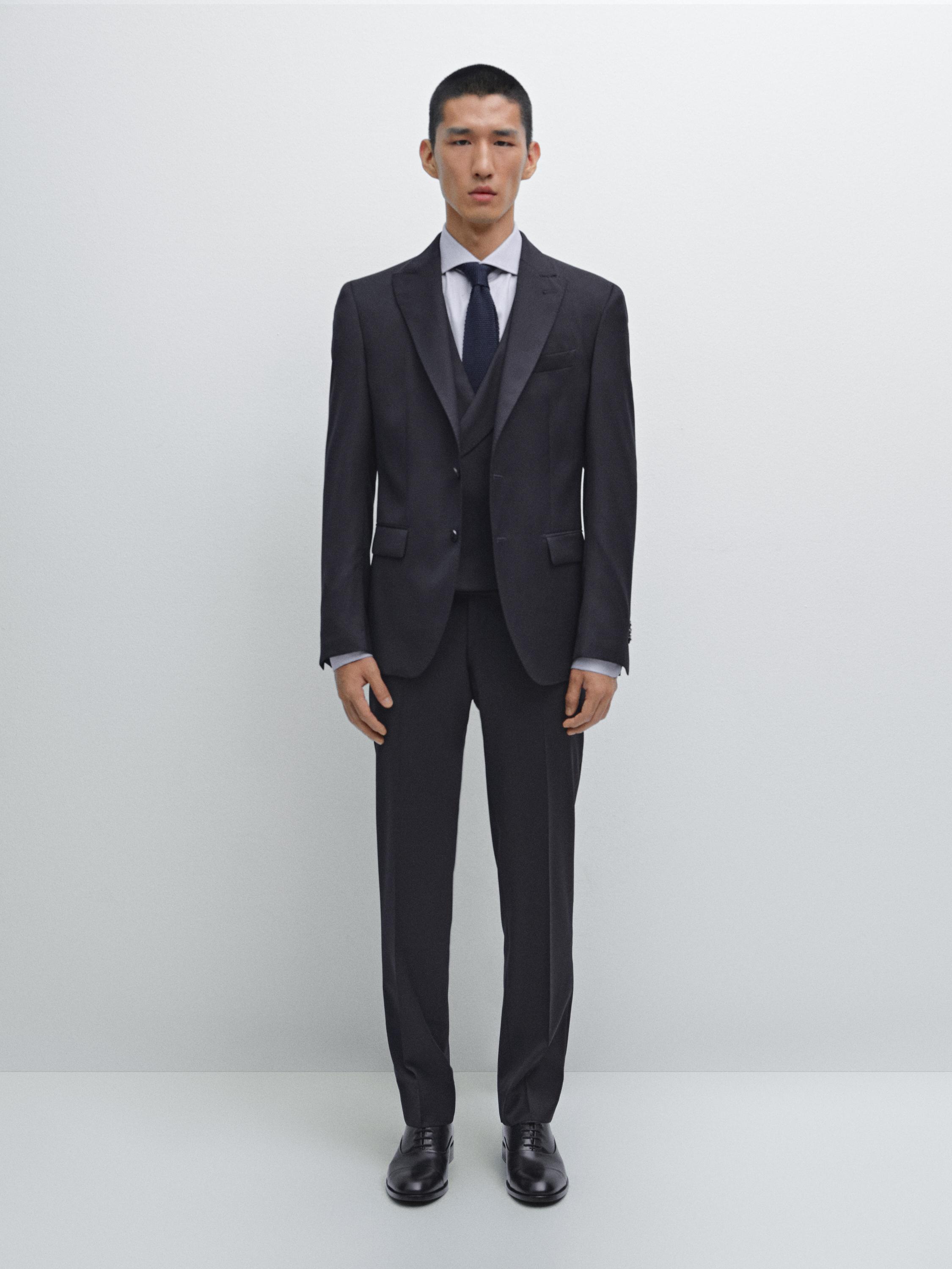 Plain 100% wool suit waistcoat