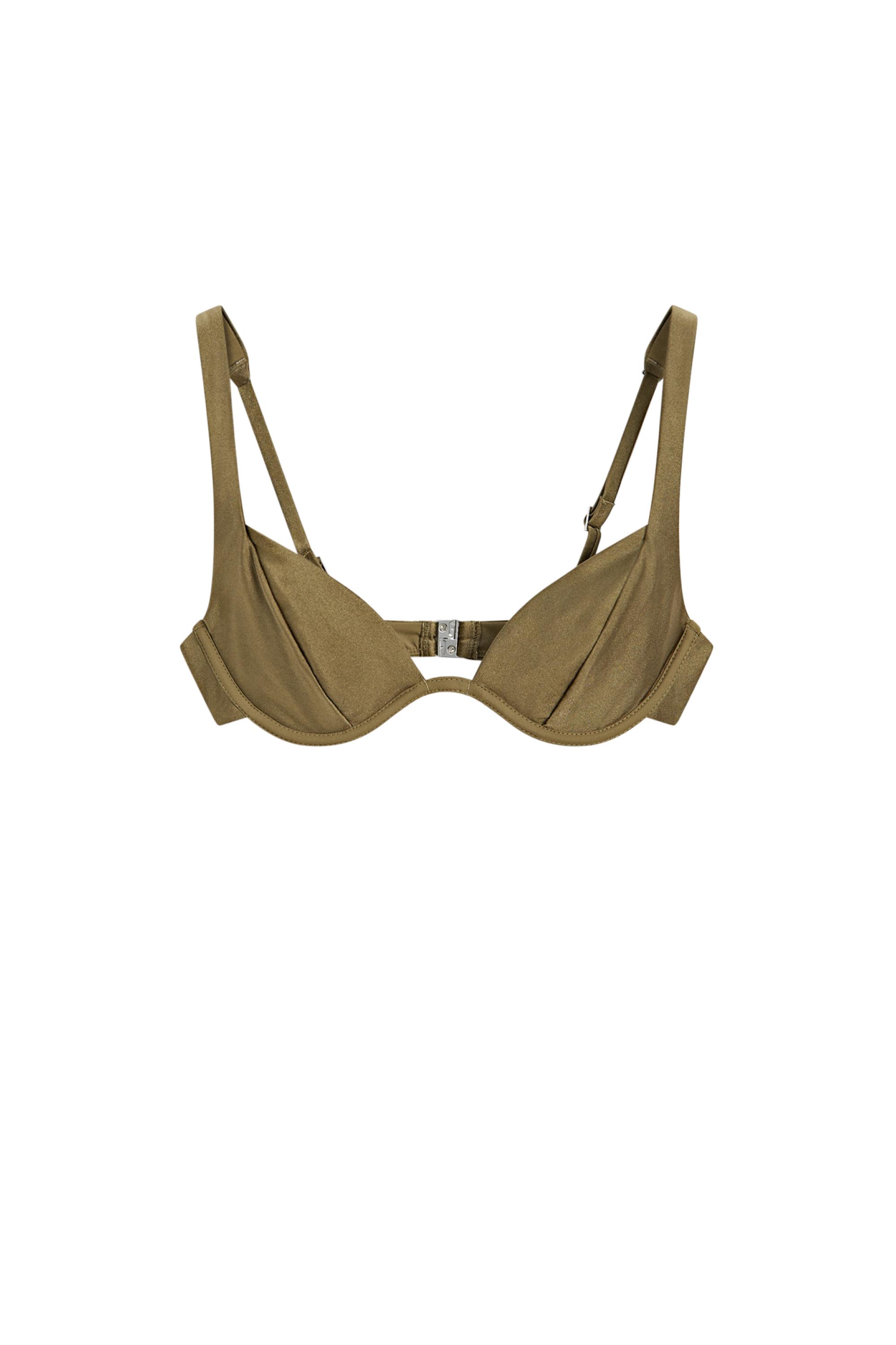 Shimmery gathered underwire bikini top