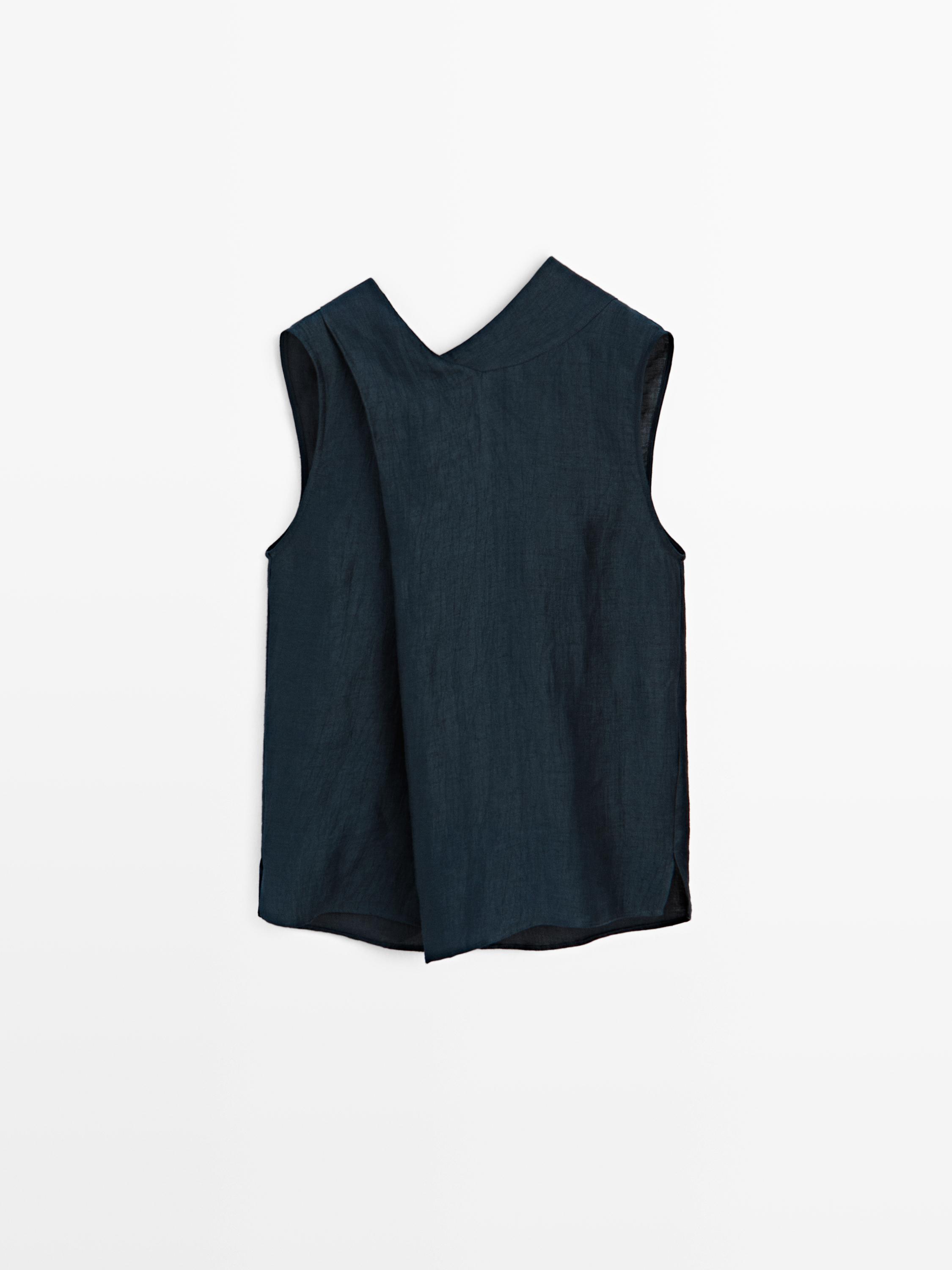 Top cuello halter mezcla lino