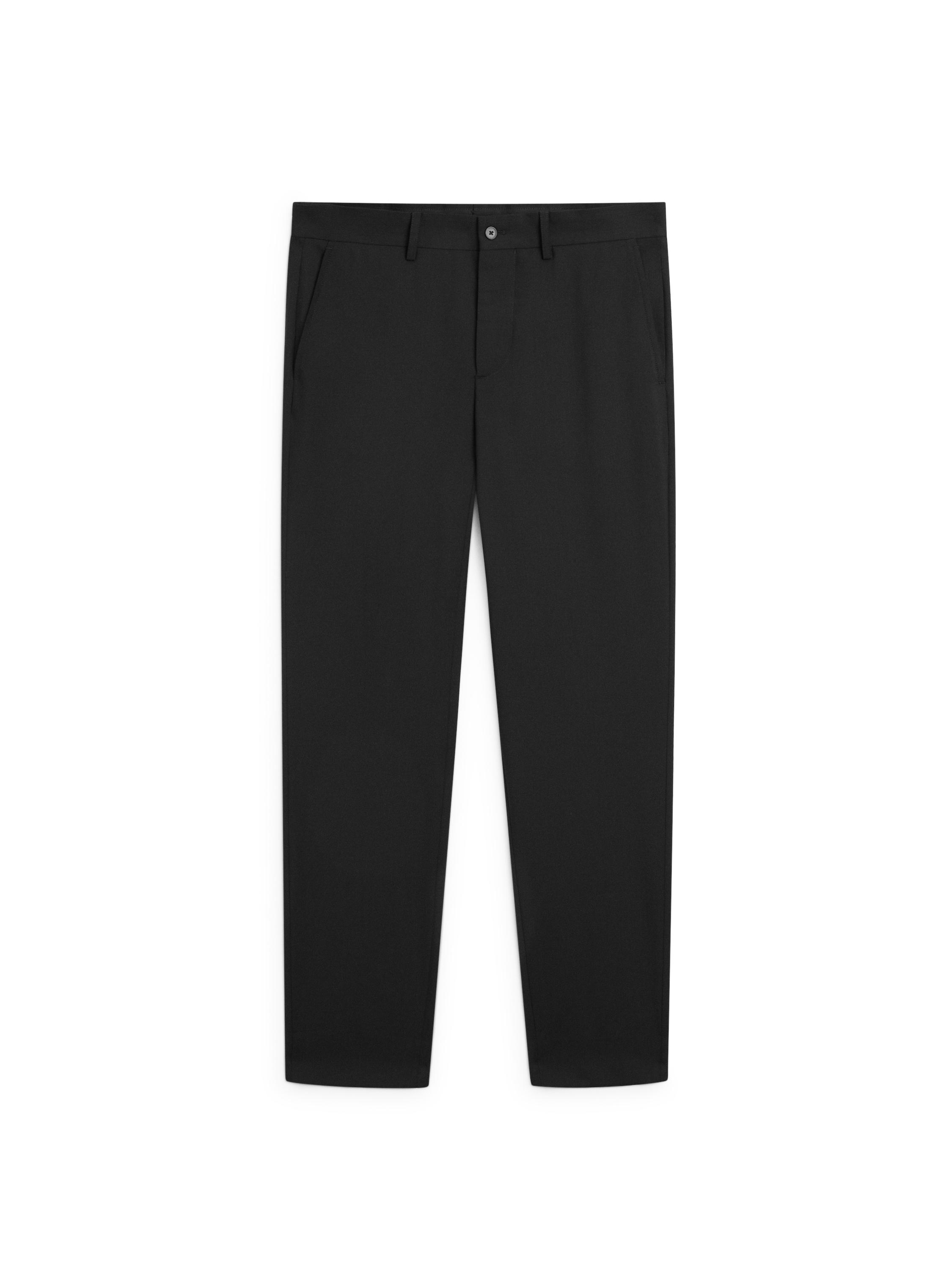 Wide-leg cool wool suit trousers — BLACK