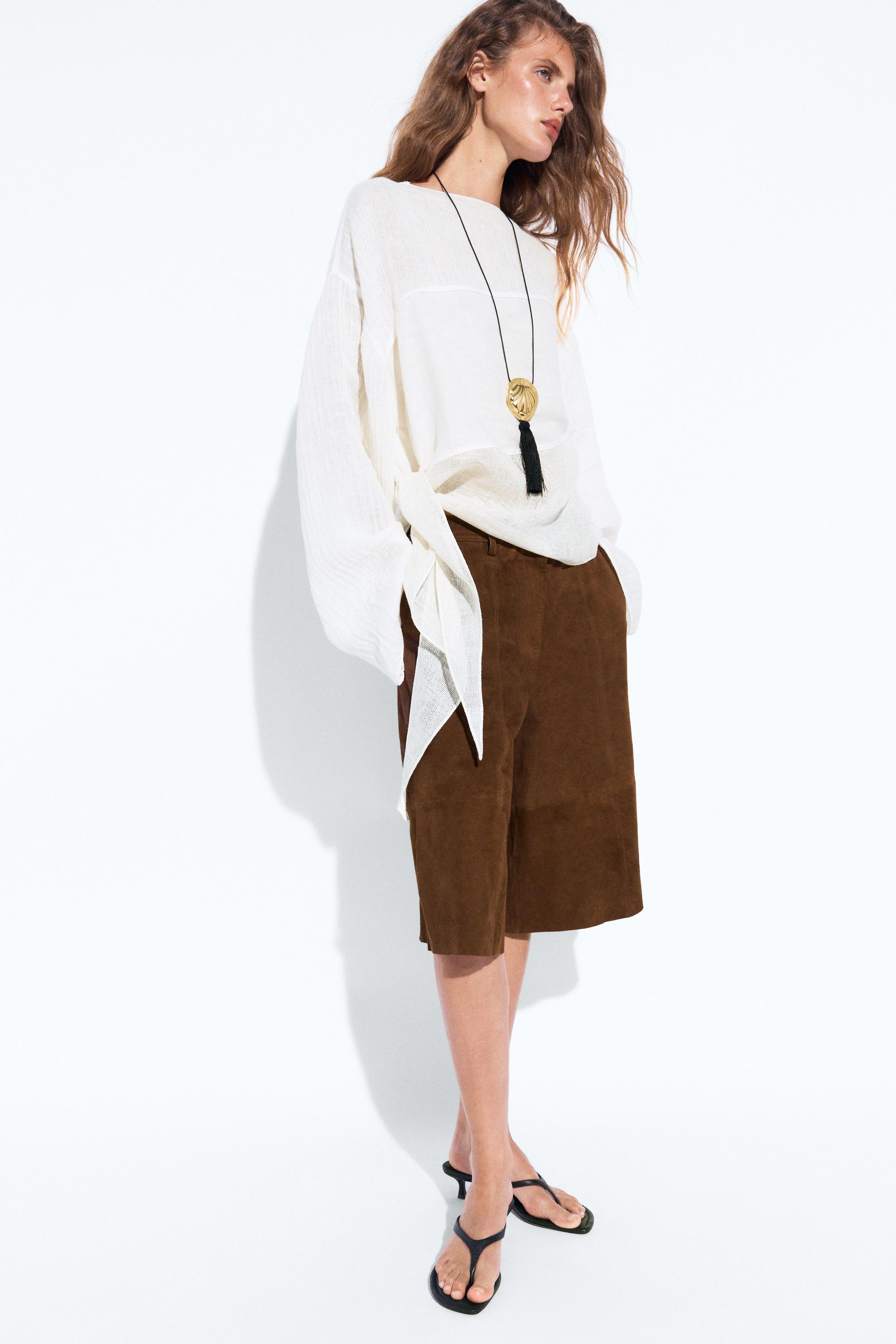 Flowing linen blend shirt — Off white