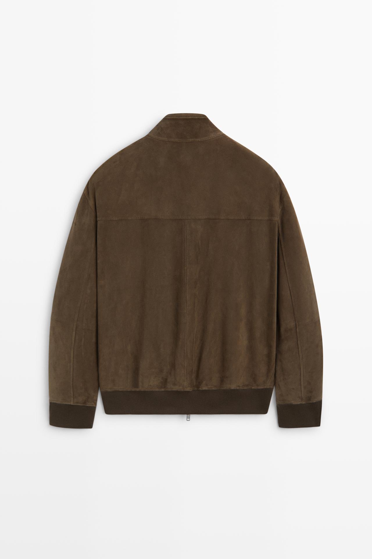 Combined suede bomber jacket — MOLE BROWN