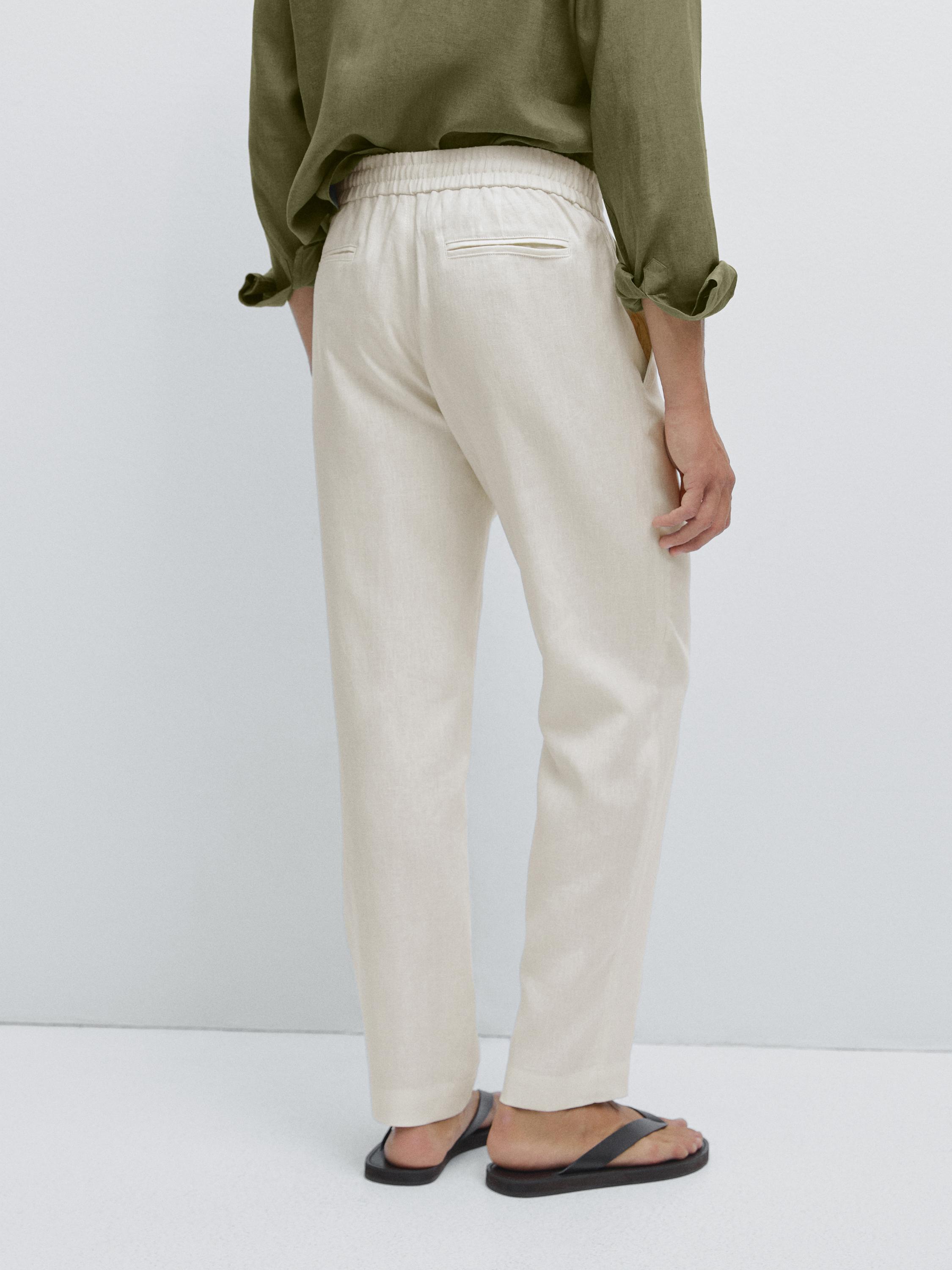100% linen jogger trousers