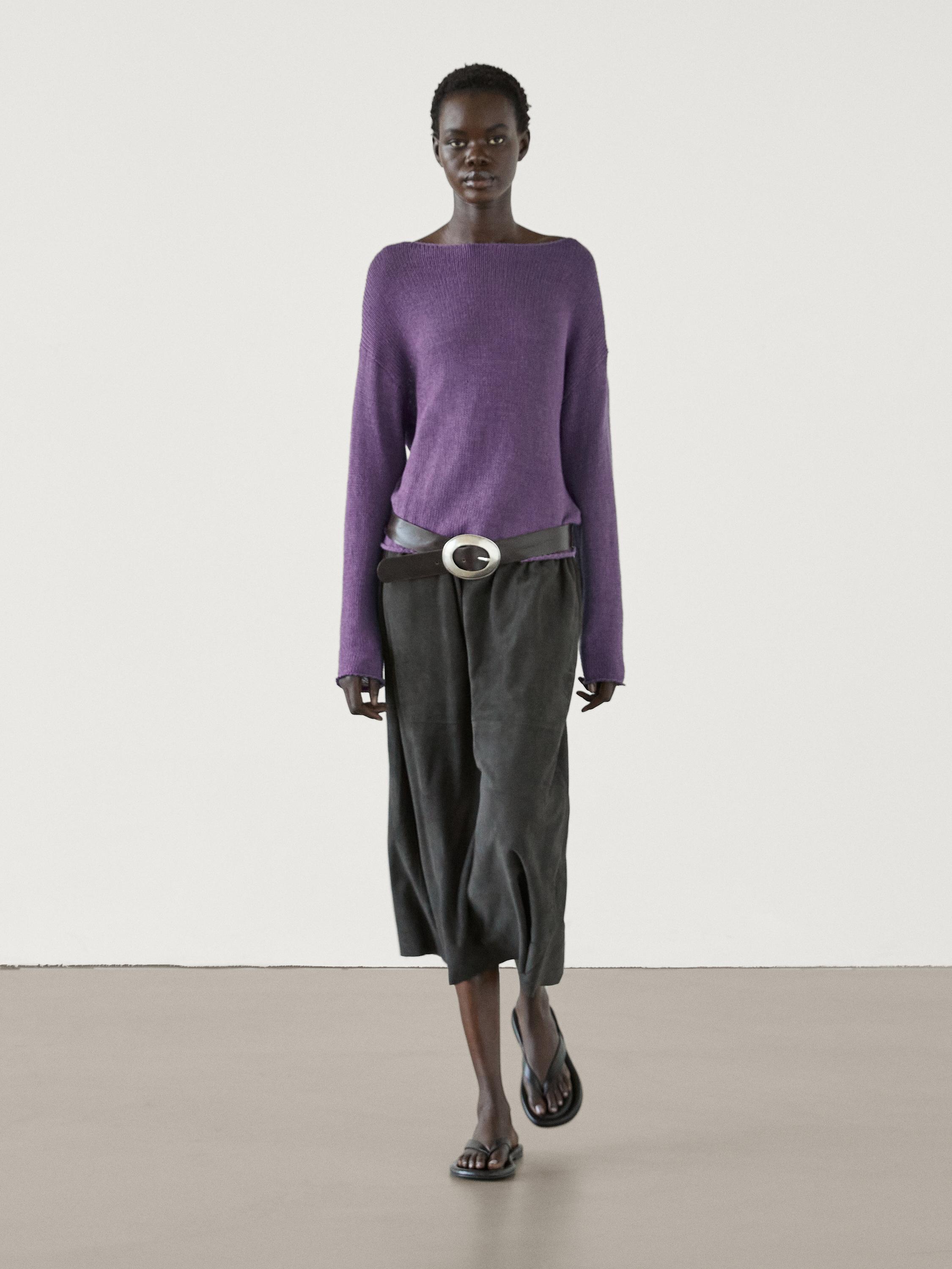 سويتر محاك من الكتان المخلوط