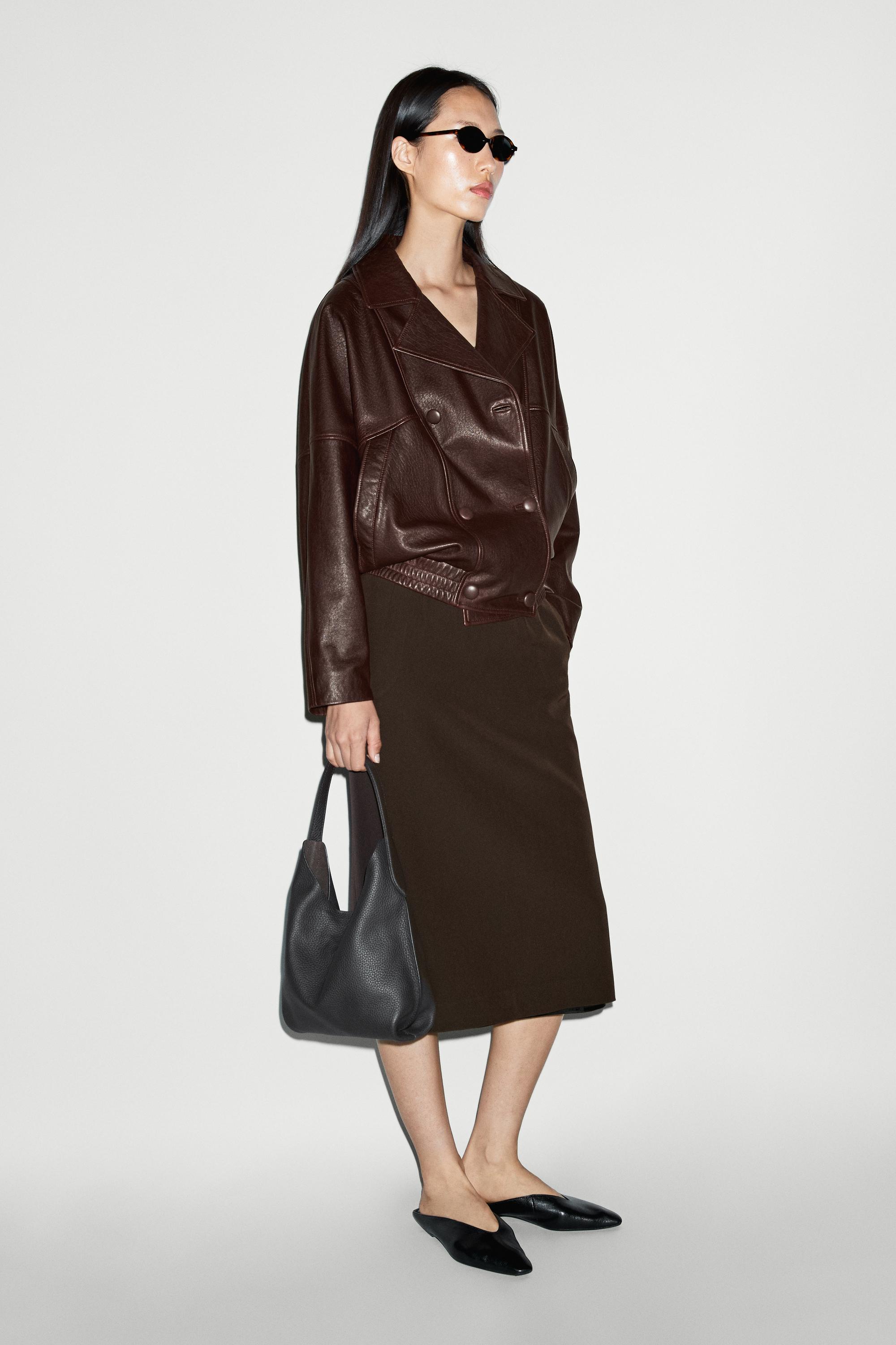 Nappa leather bomber jacket — BROWN