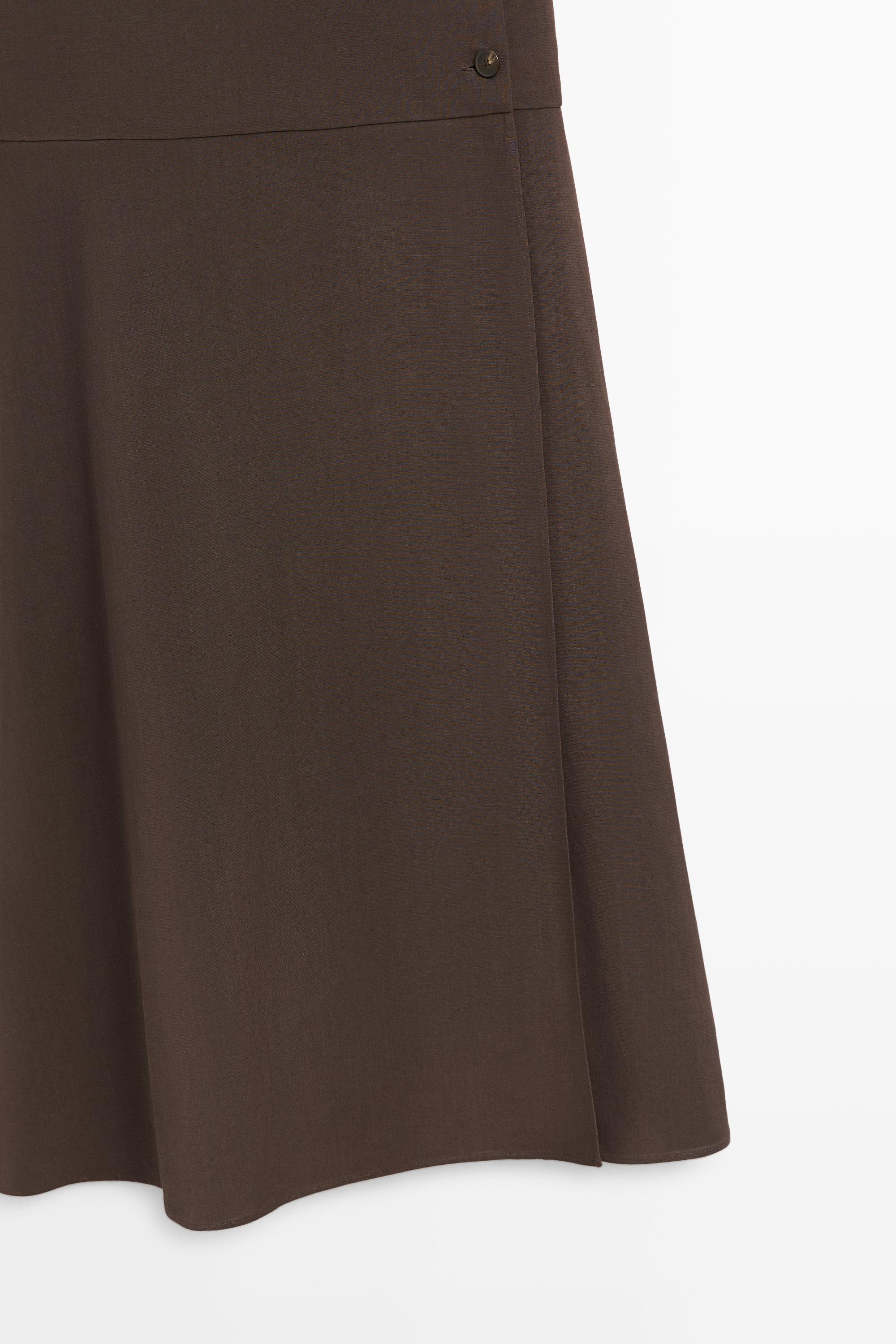 Massimo Dutti Yan tarafı düğme detaylı midi elbise görsel 5