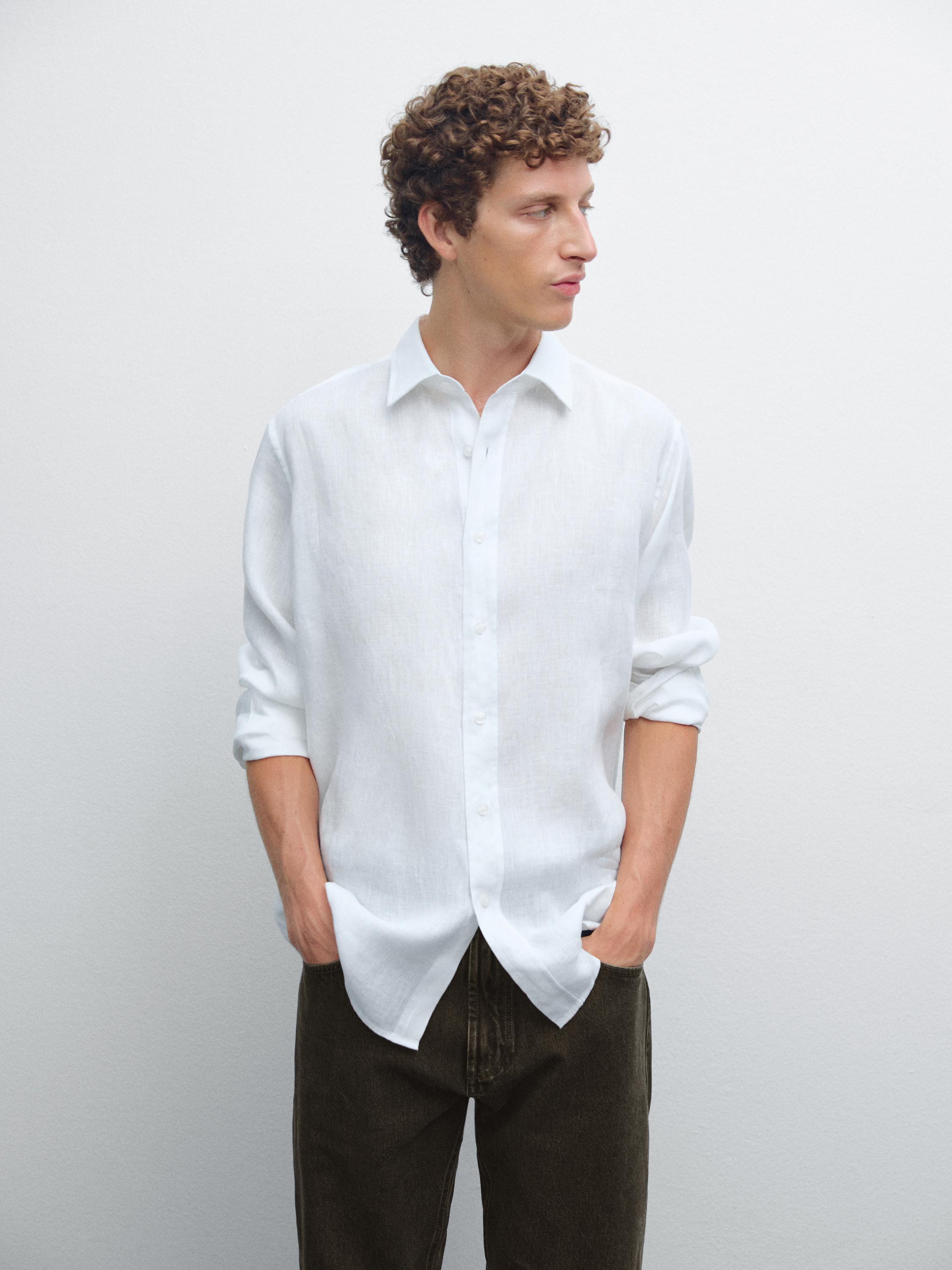 Regular fit 100% linen shirt