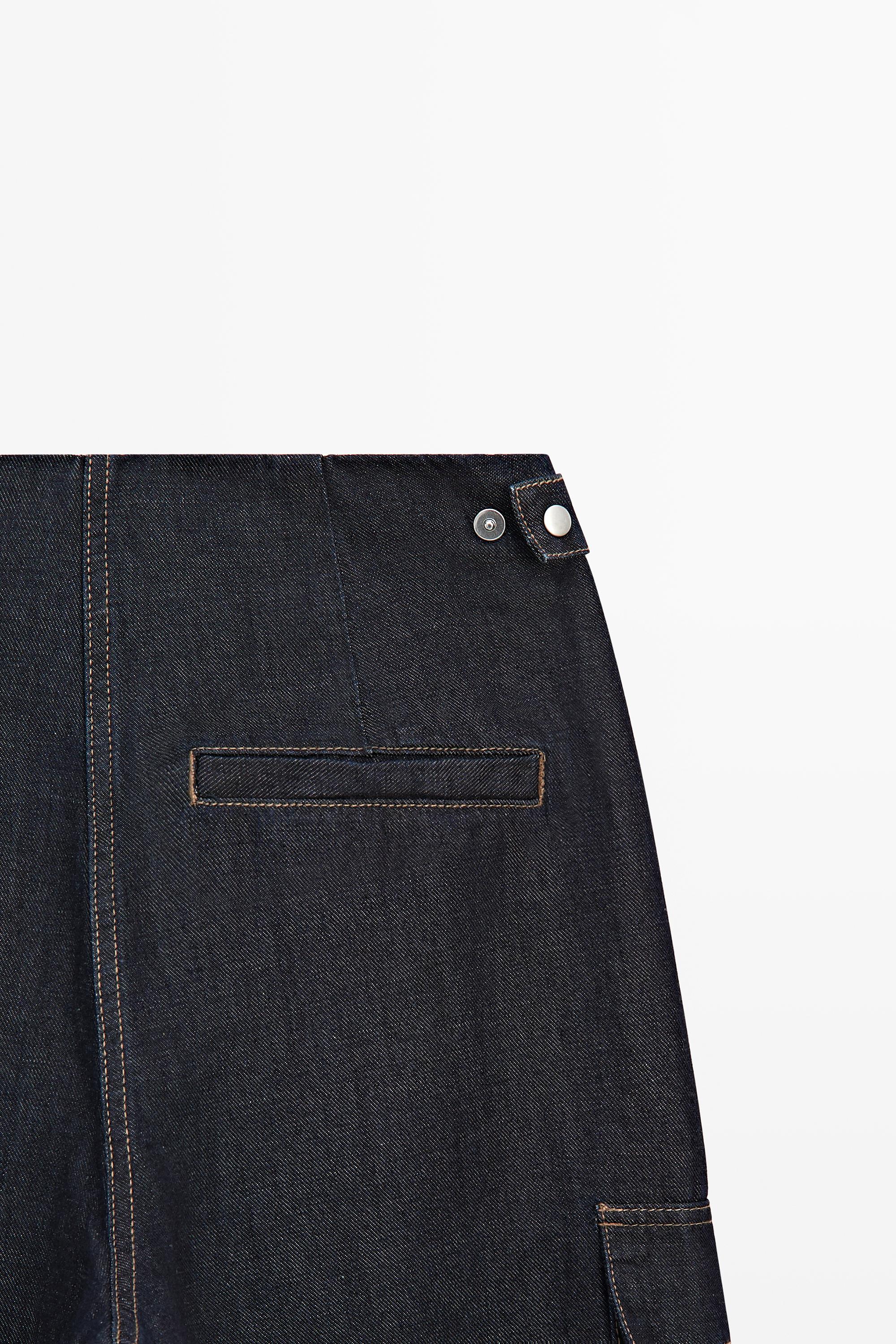 Linen blend cargo jeans — DARK BLUE