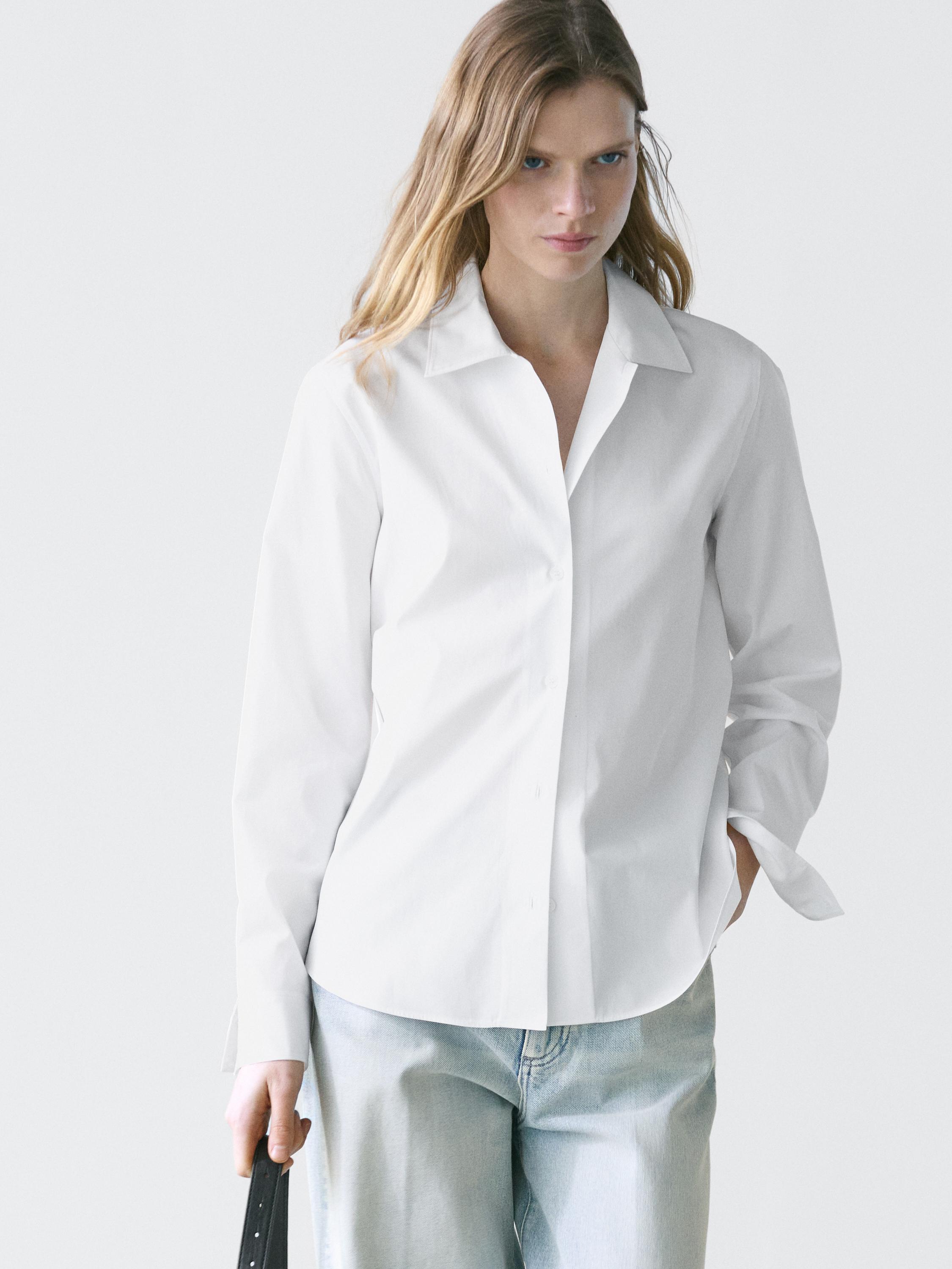 100% cotton poplin shirt — WHITE