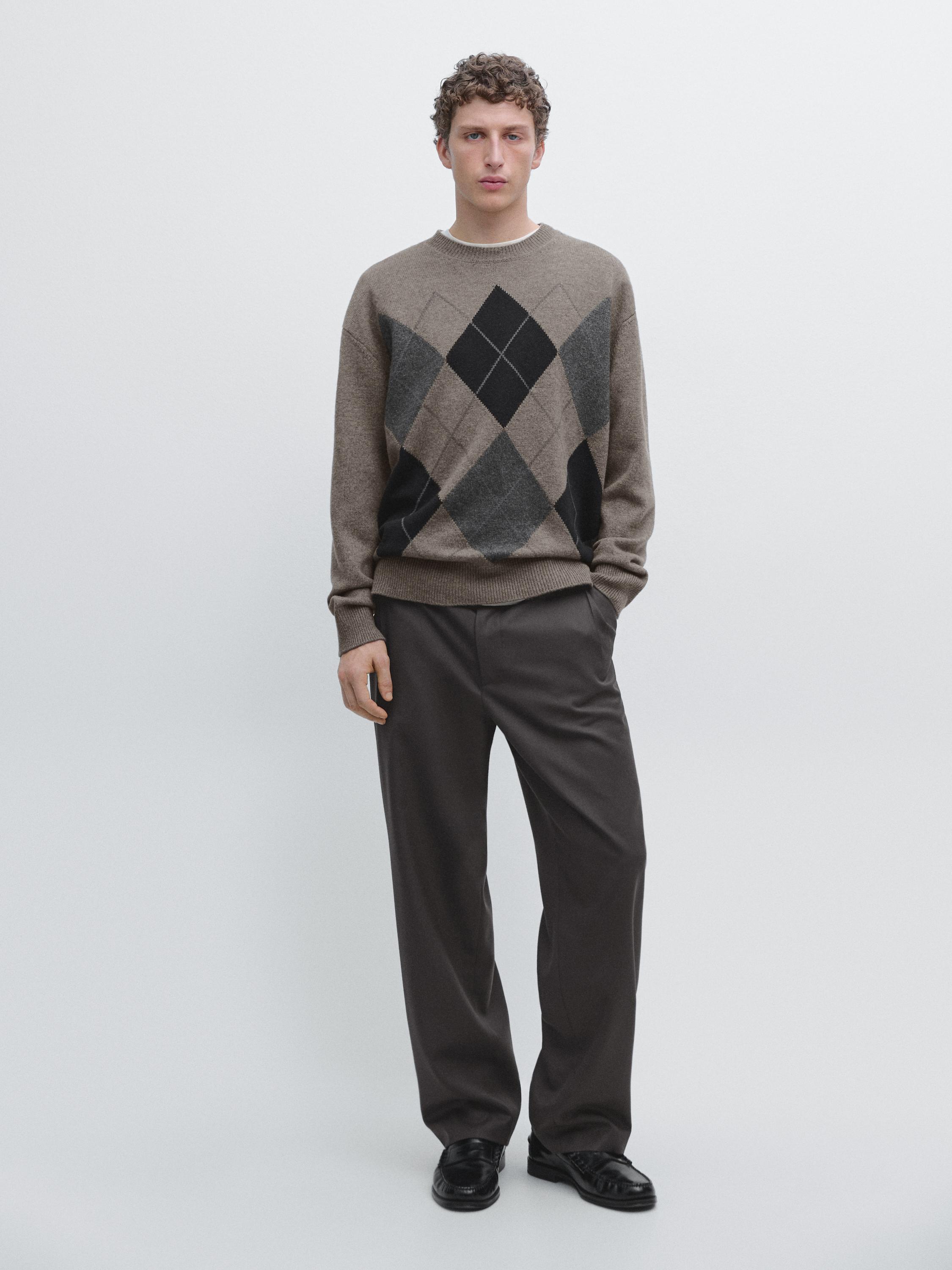 Relaxed fit wool blend trousers — STEEL
