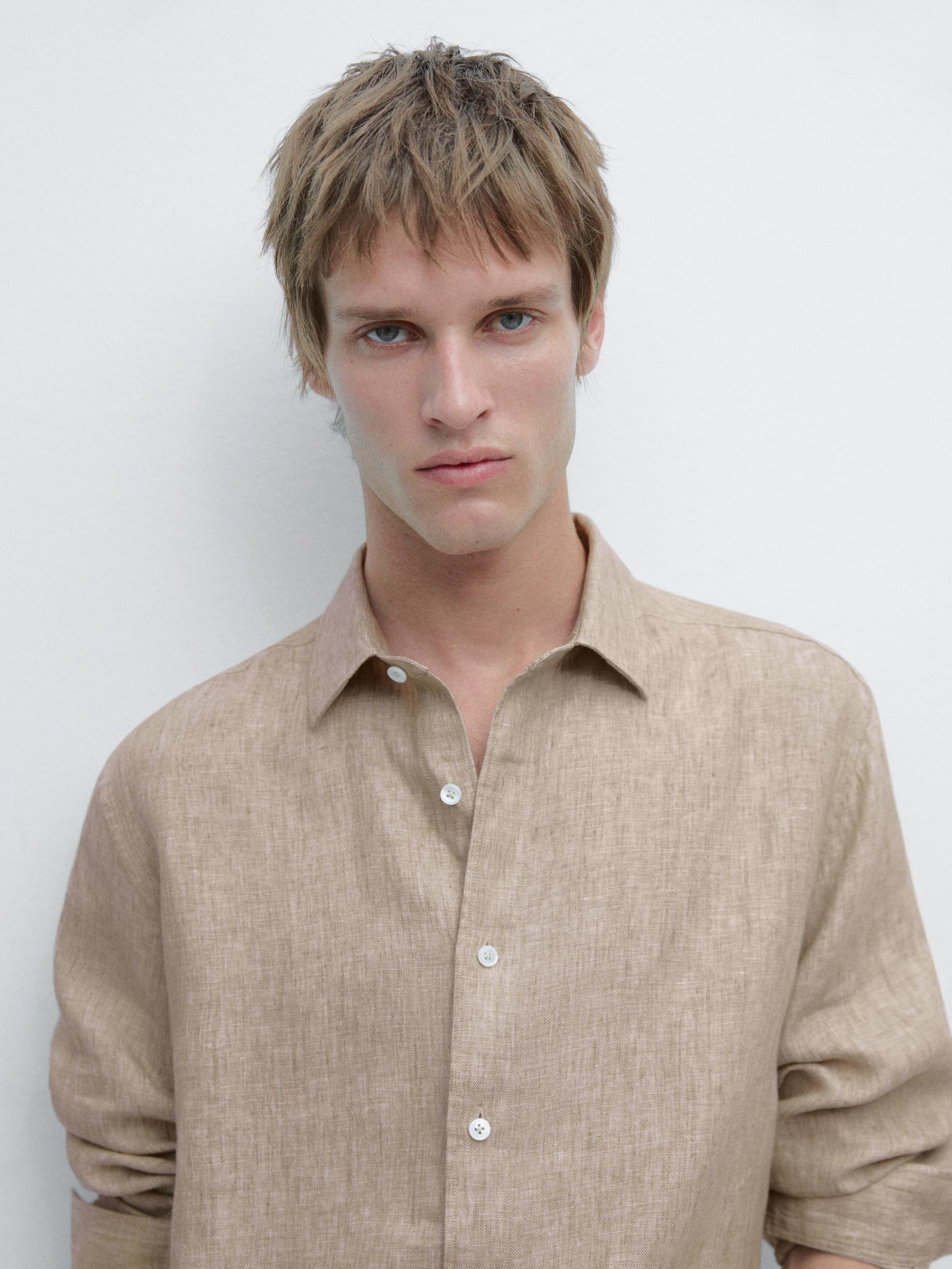 %100 keten regular fit gömlek