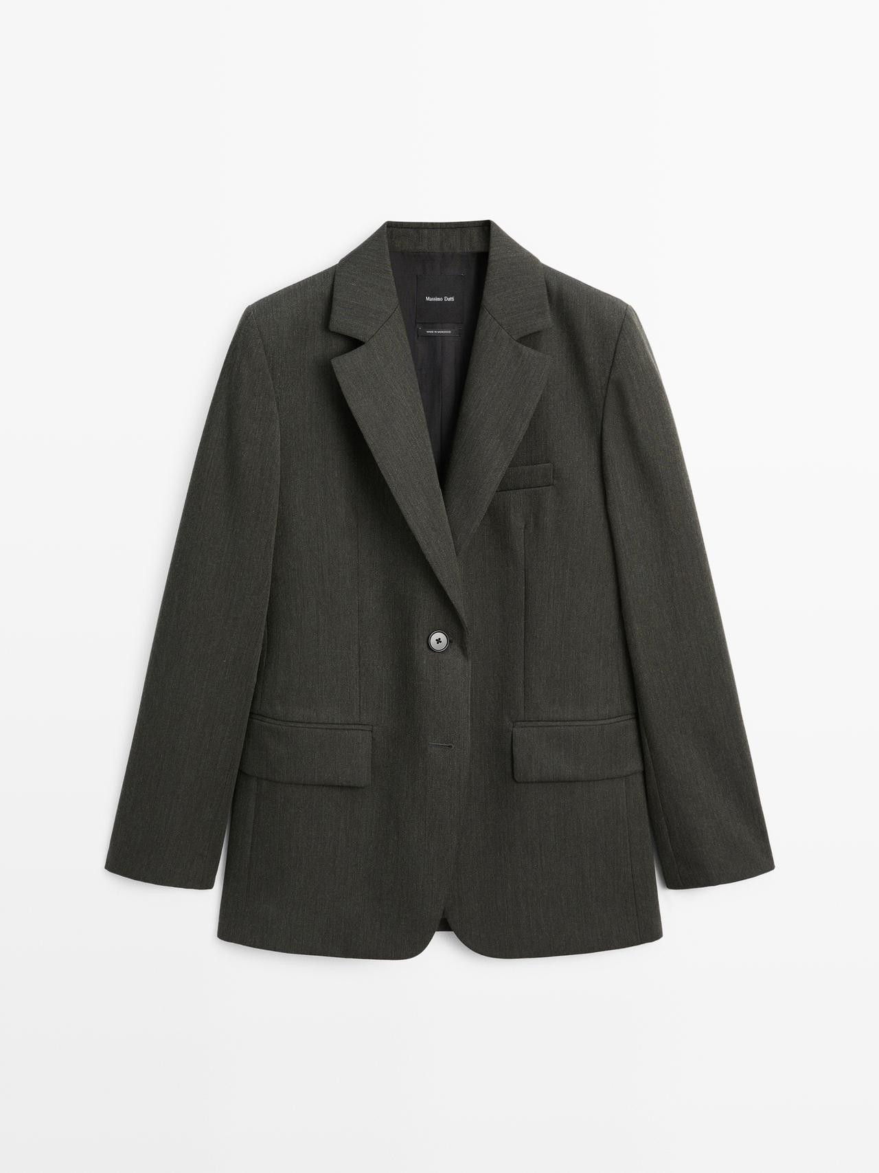 Americana Dos Botones 100% Lana - Verde Oscuro - 42 - Massimo Dutti - Mujer