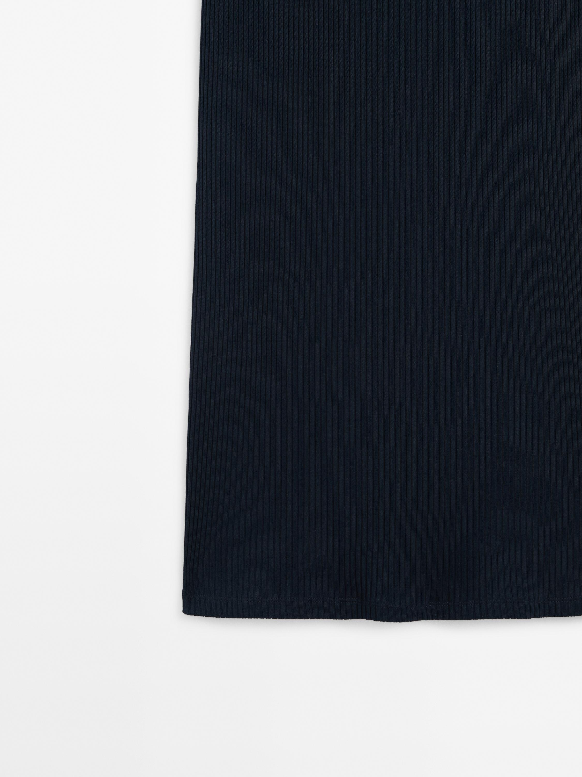 Ribbed midi dress with square neckline