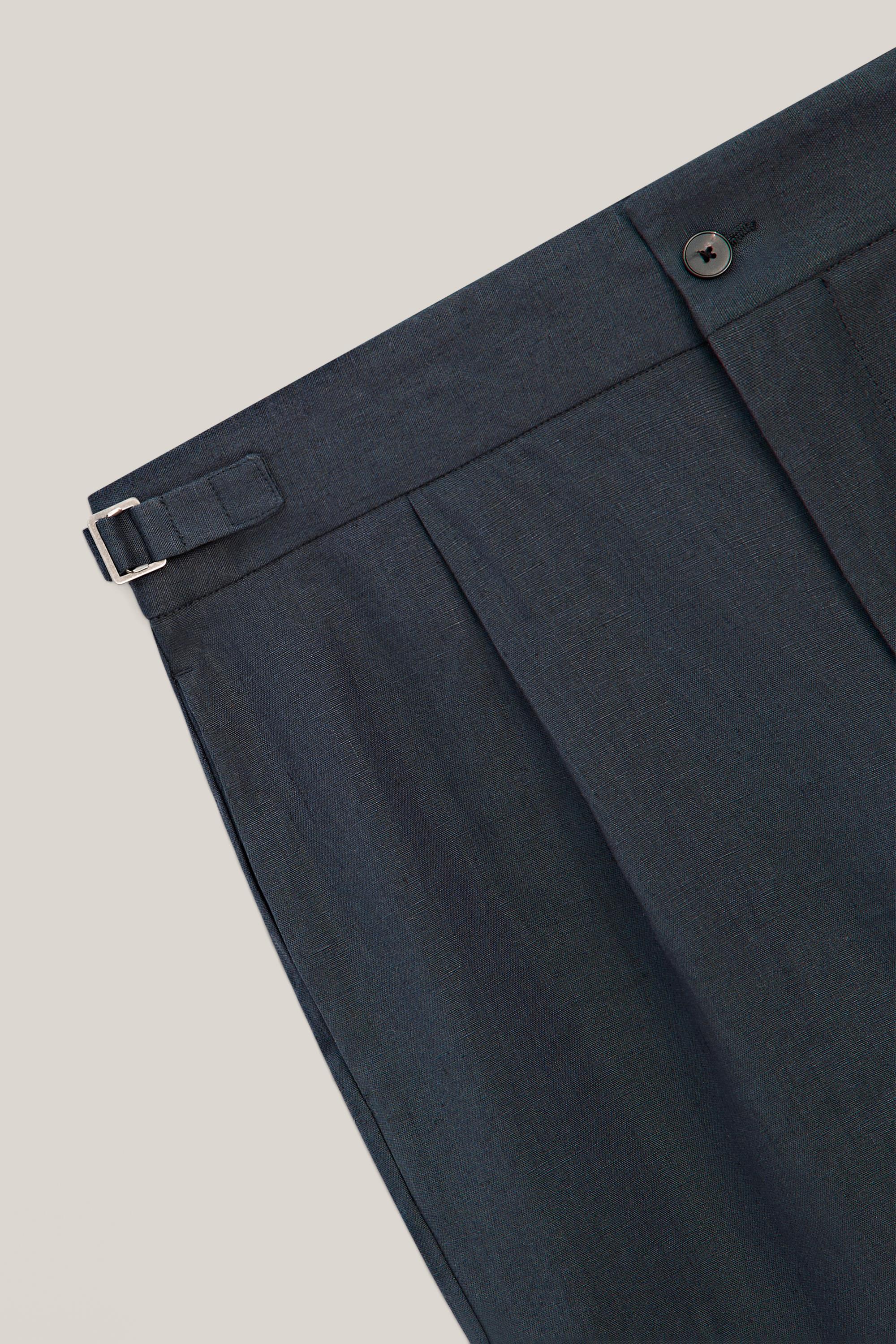 Total look darted linen Bermuda shorts - LIMITED EDITION — NAVY BLUE